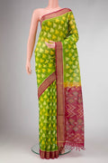 Parrot Green Dual Tone Silk Cotton Saree