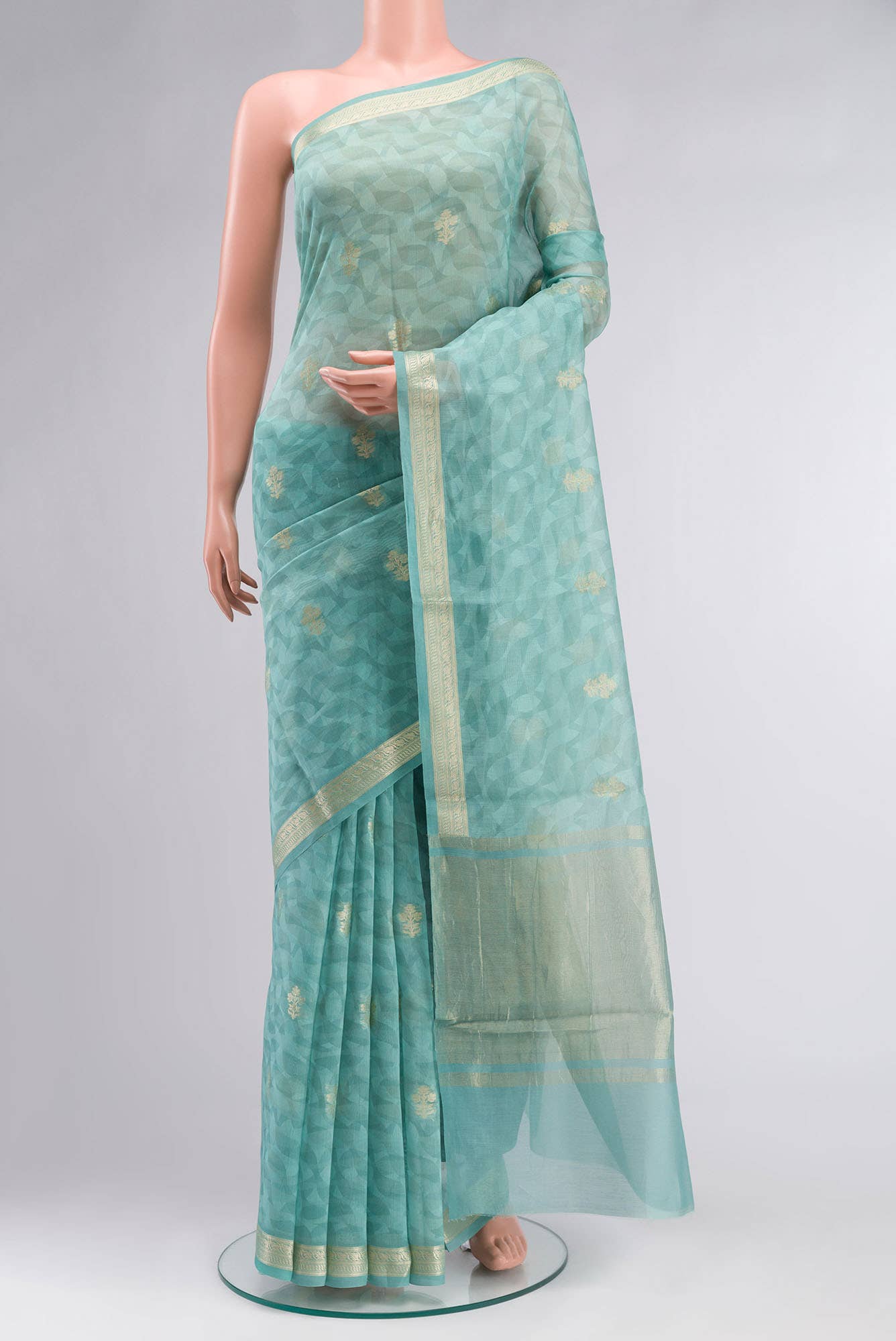 Sea Green Silk Cotton Saree