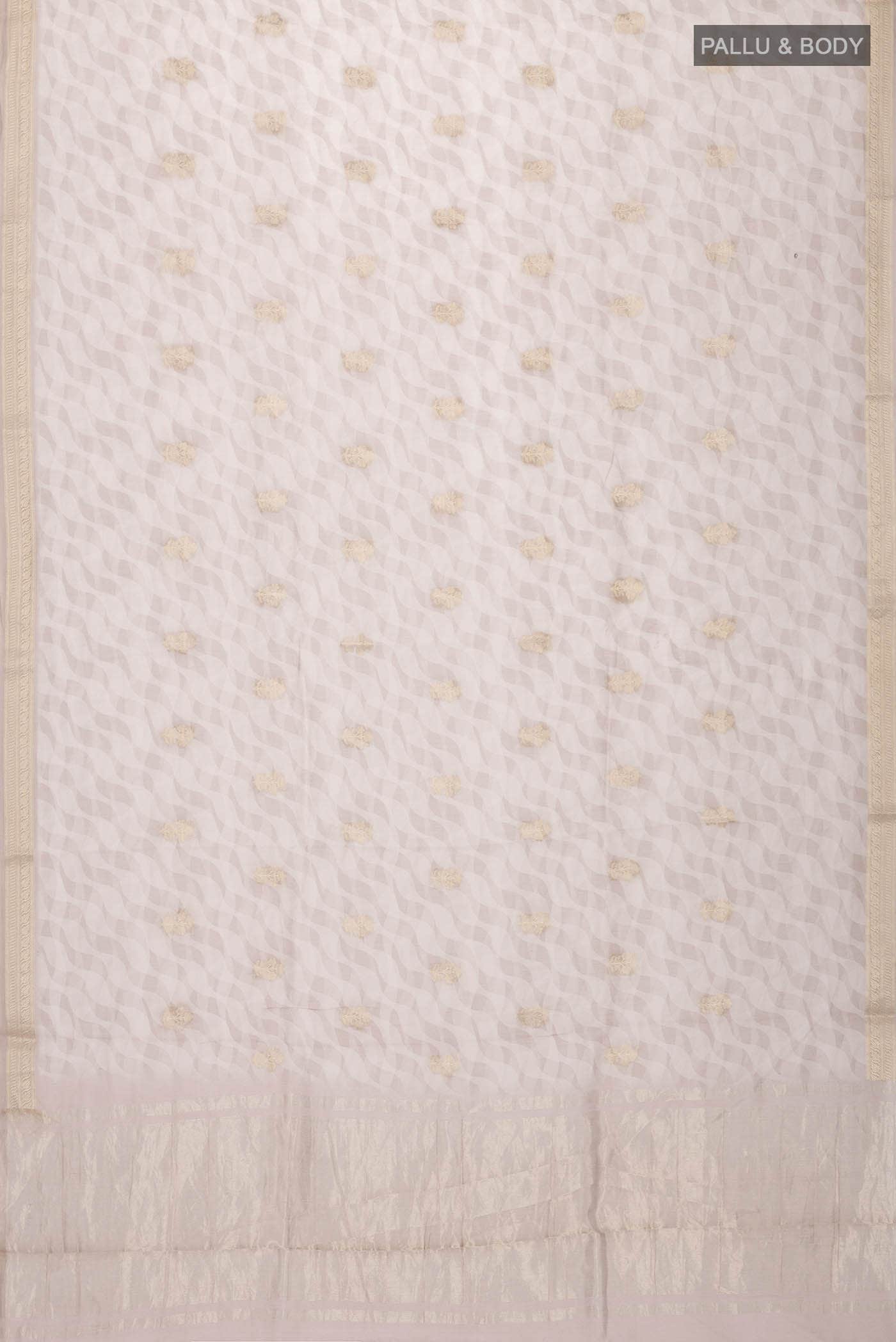 Beige Tussar Silk Saree