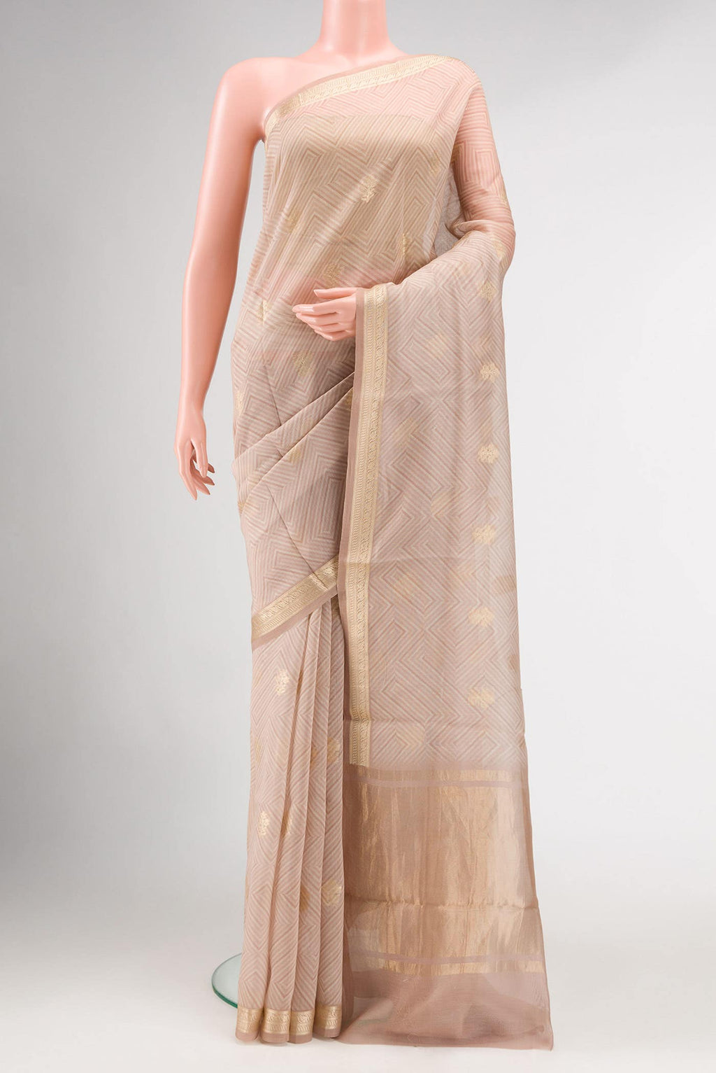 Rose Gold Chanderi Silk Saree