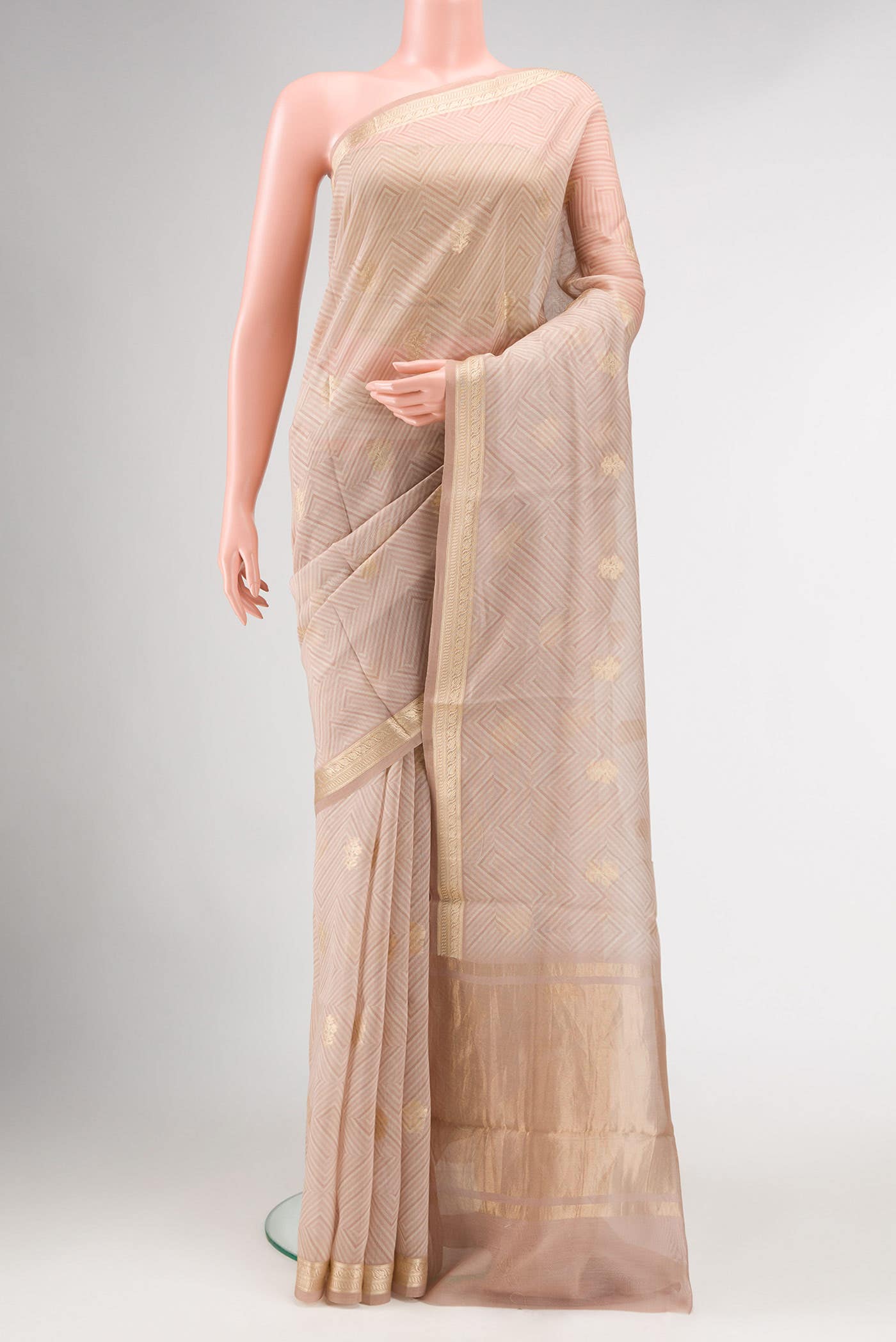 Rose Gold Chanderi Silk Saree