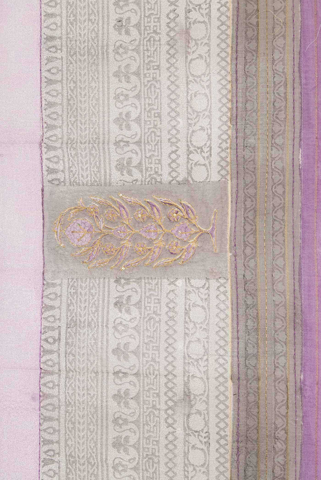 Lavender Dual Tone Tussar Silk Saree