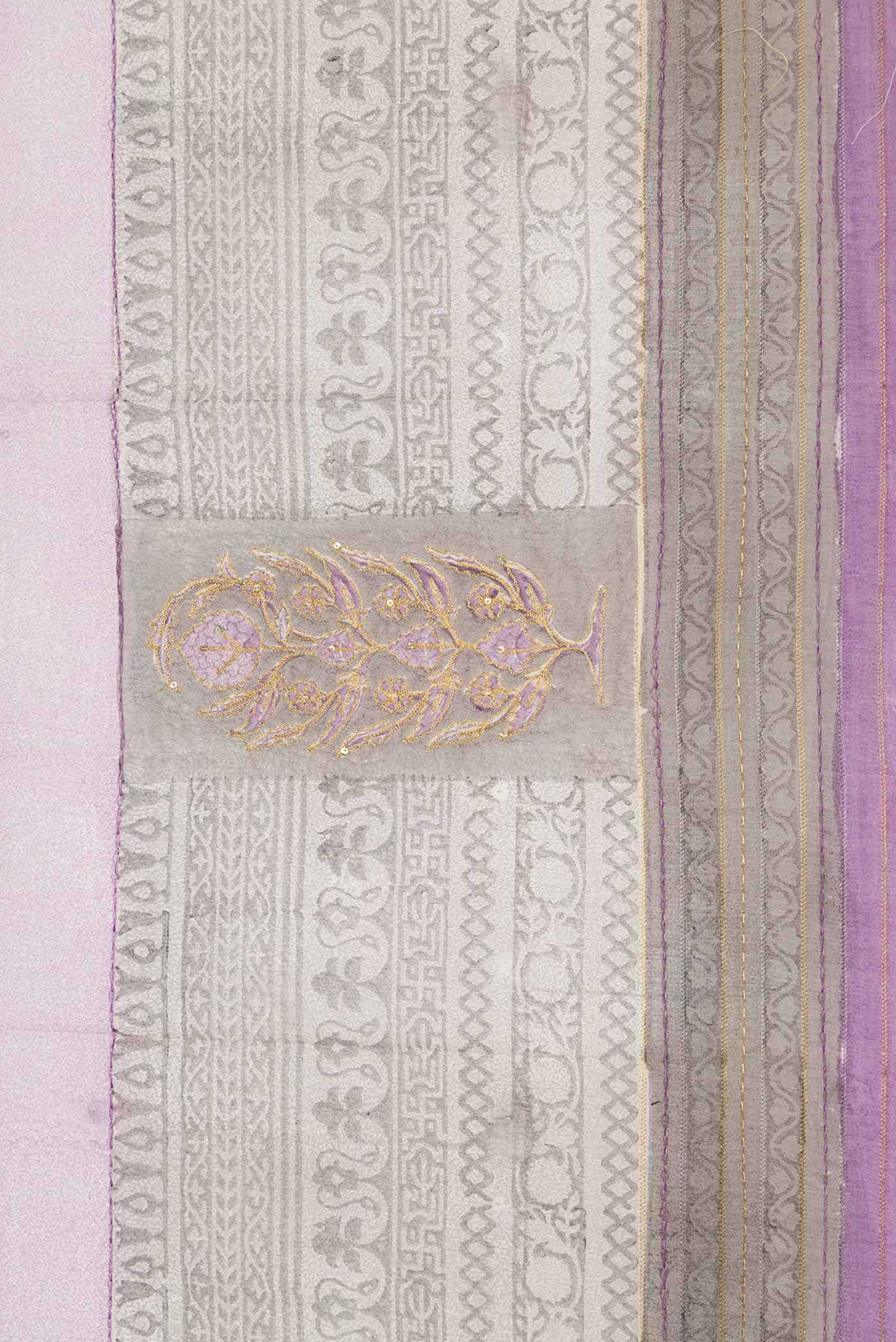 Lavender Dual Tone Tussar Silk Saree
