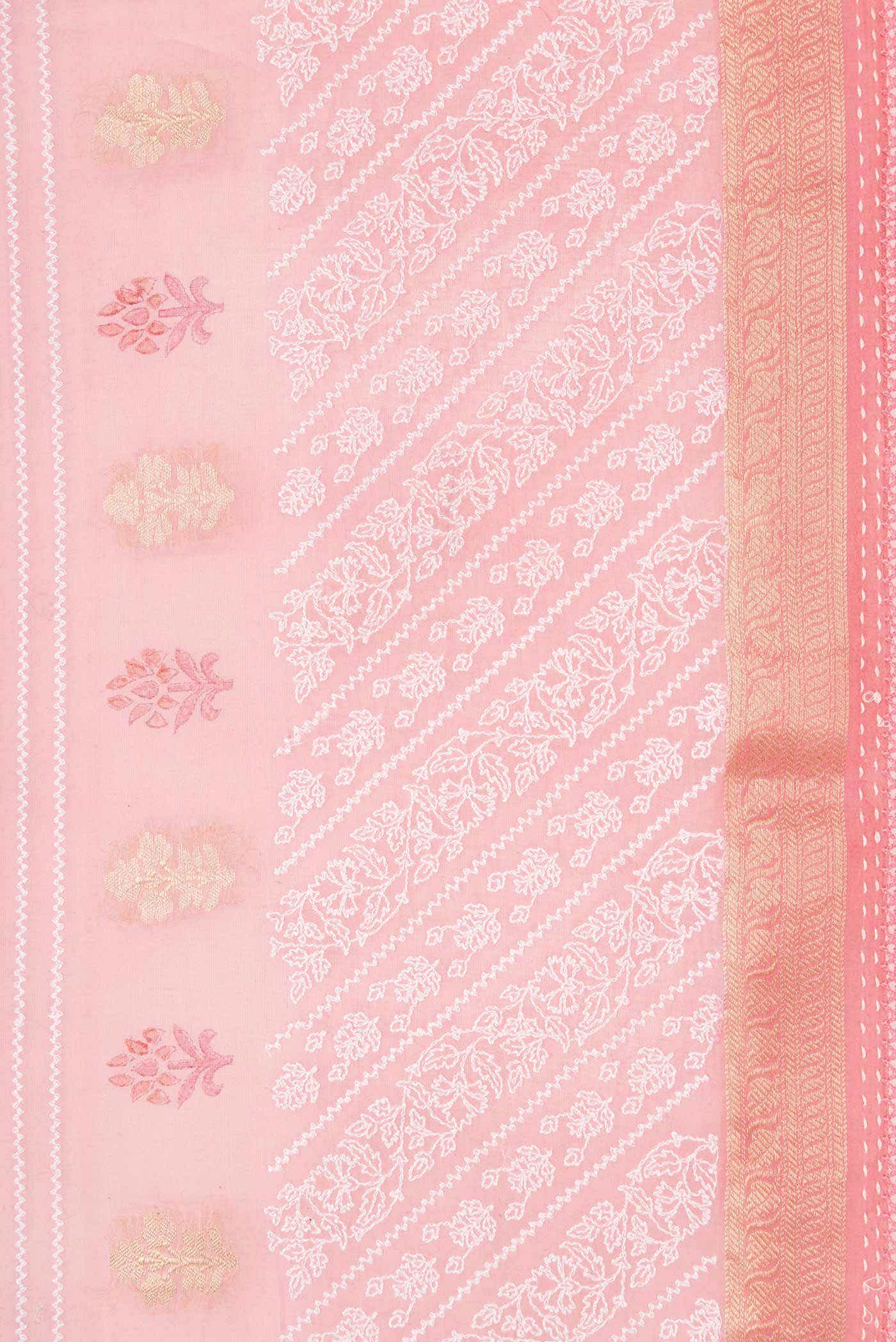 Rose pink Tussar Silk Saree