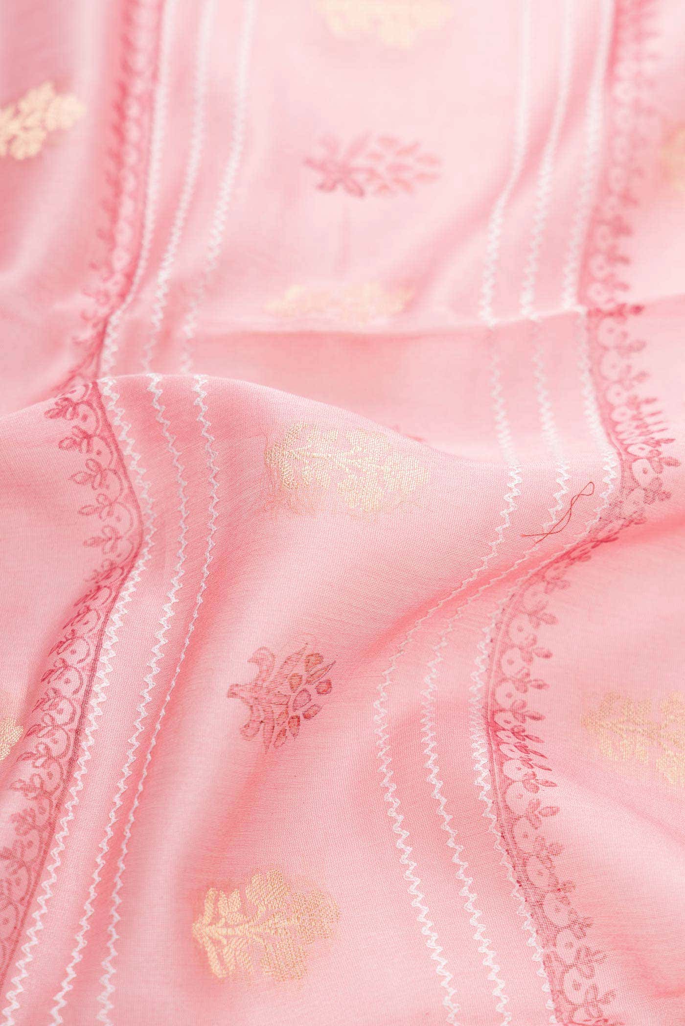 Rose pink Tussar Silk Saree