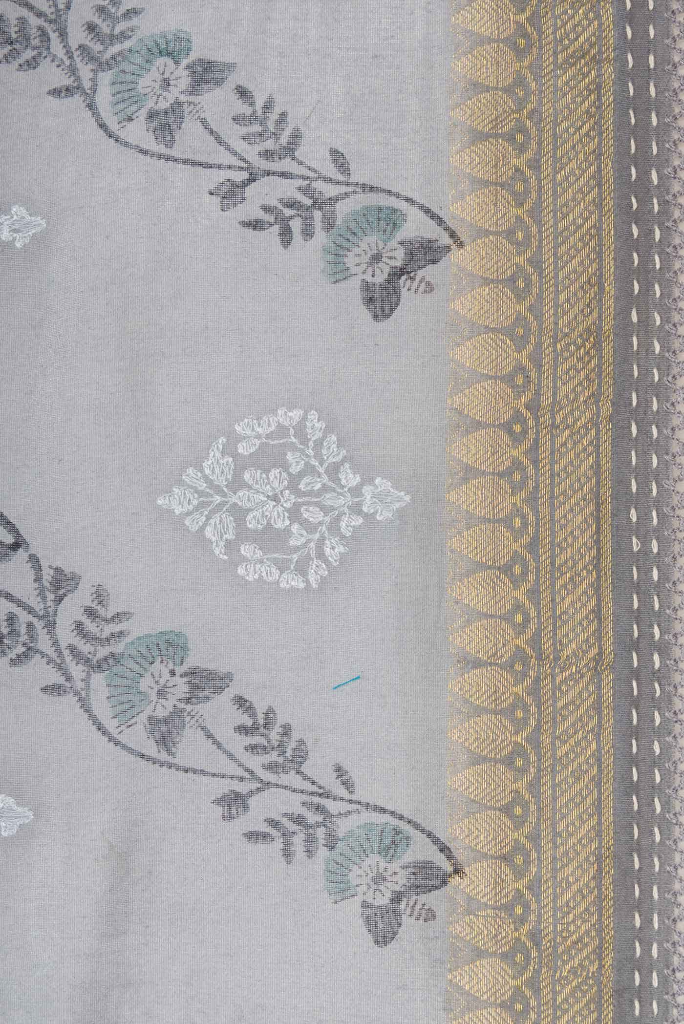 Grey Dual Tone Tussar Silk Saree