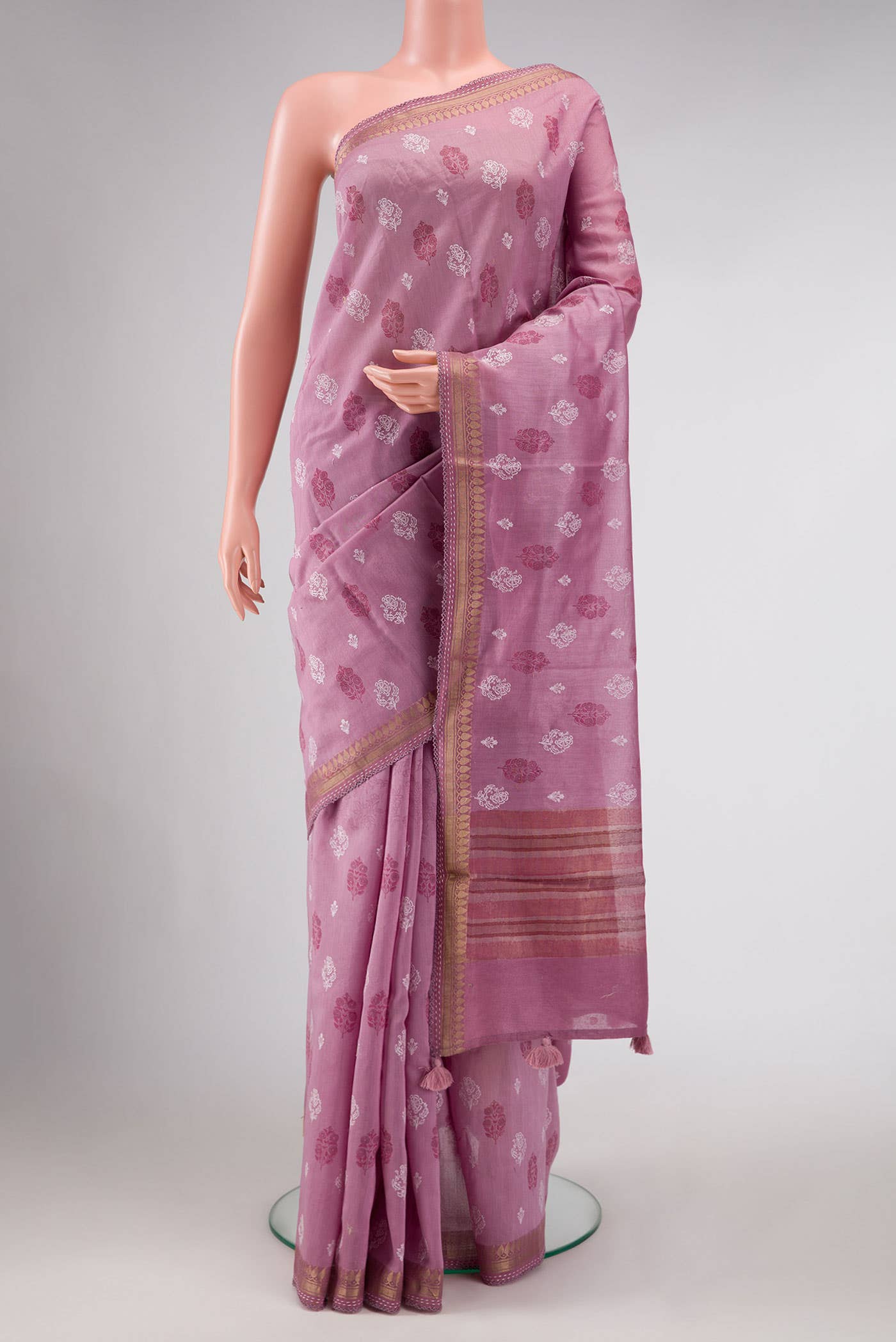 Lavender Tussar Silk Saree