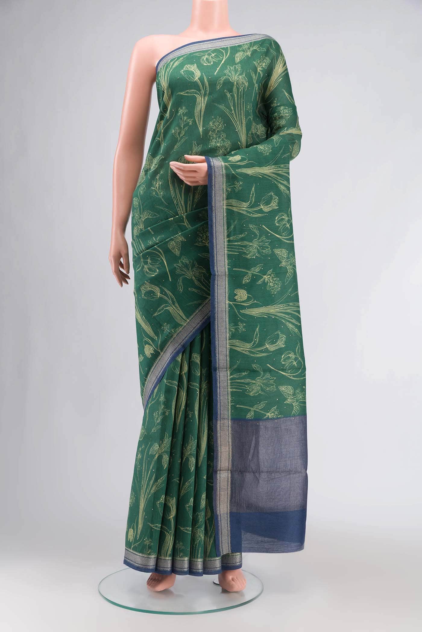 Green Tussar Silk Saree