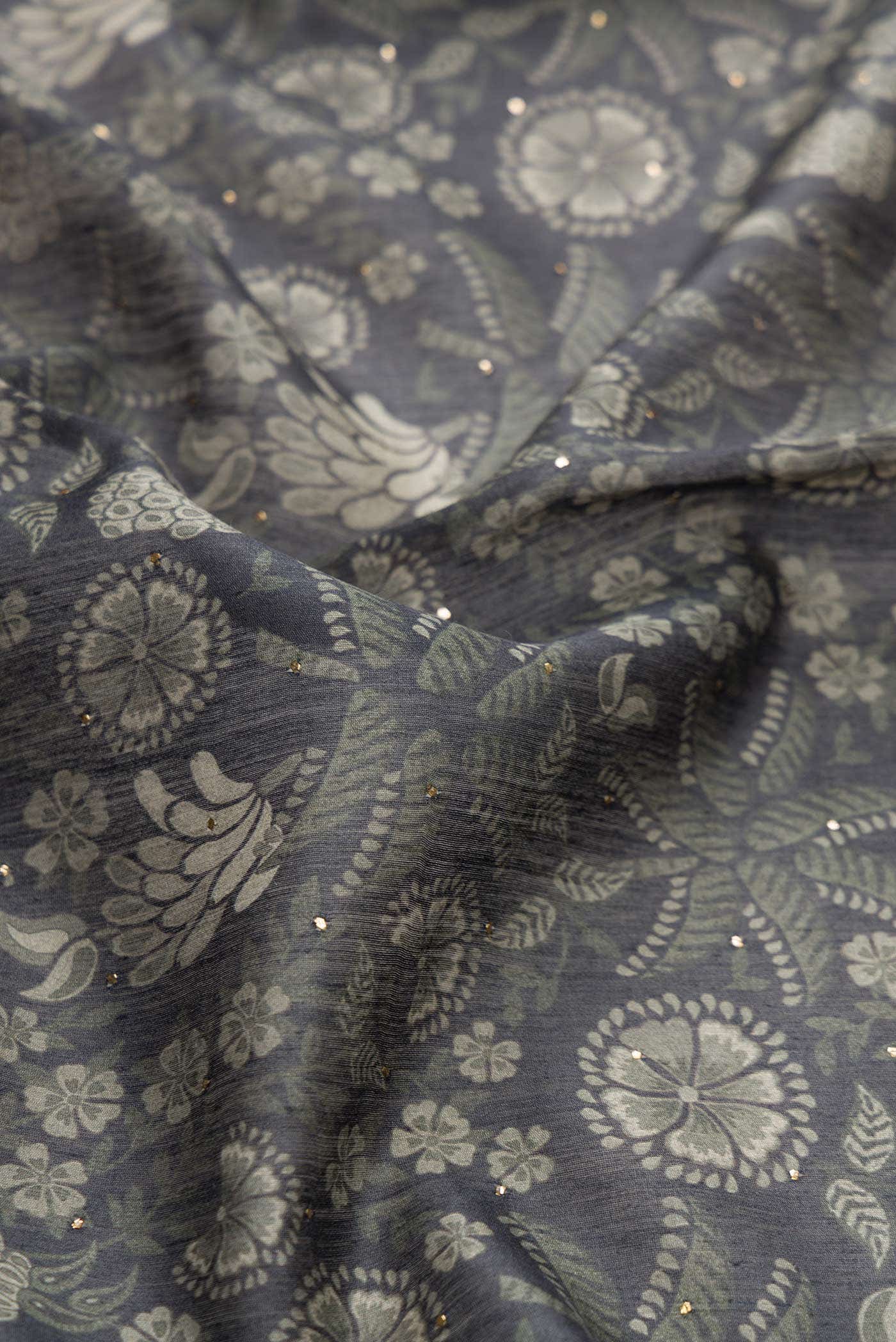 Grey Tussar Silk Saree