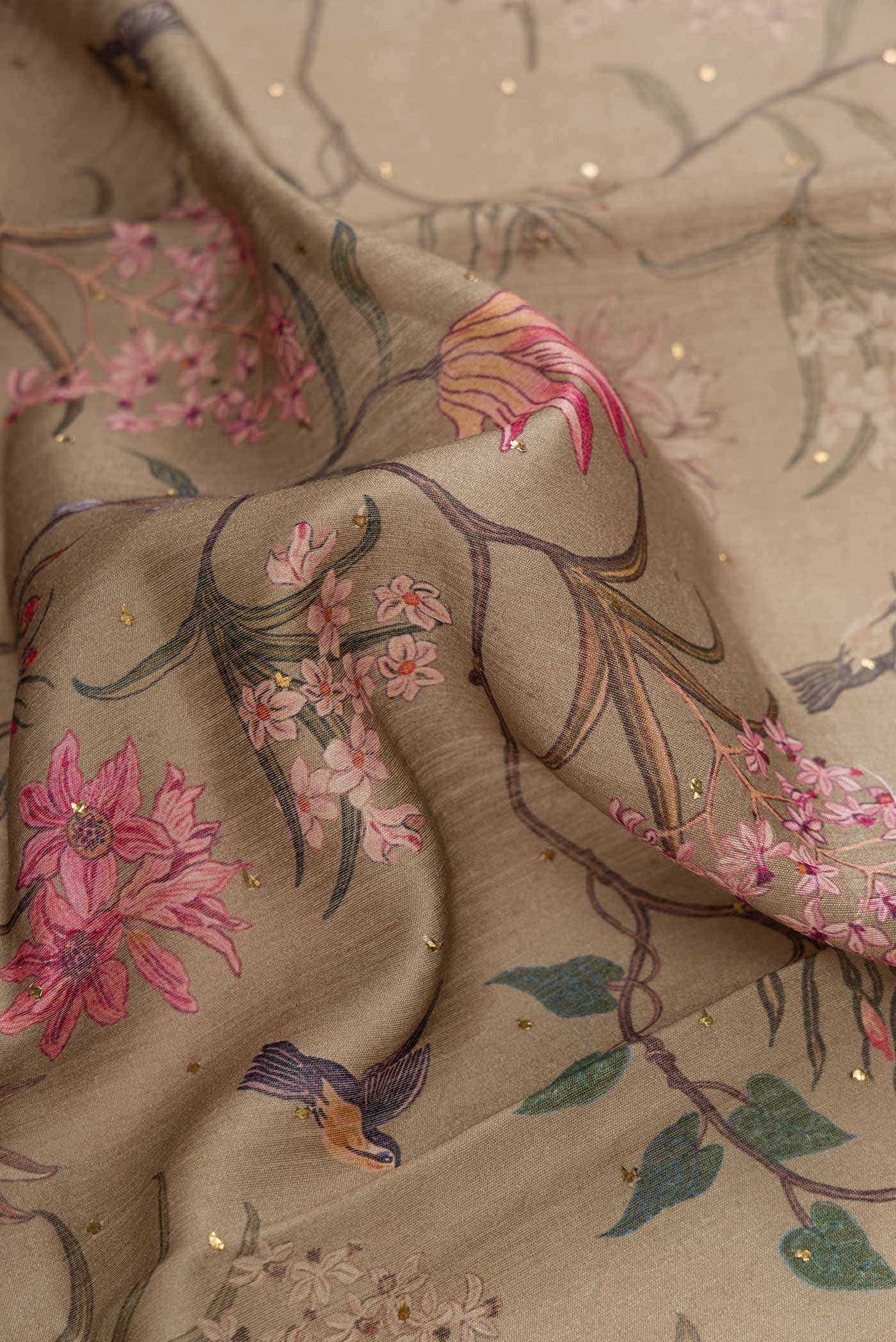 Dark Beige Dual Tone Tussar Silk Saree