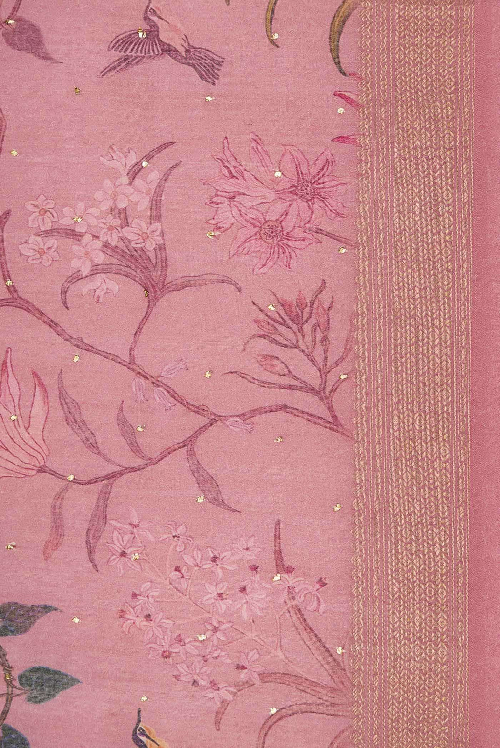 Pink Tussar Silk Saree