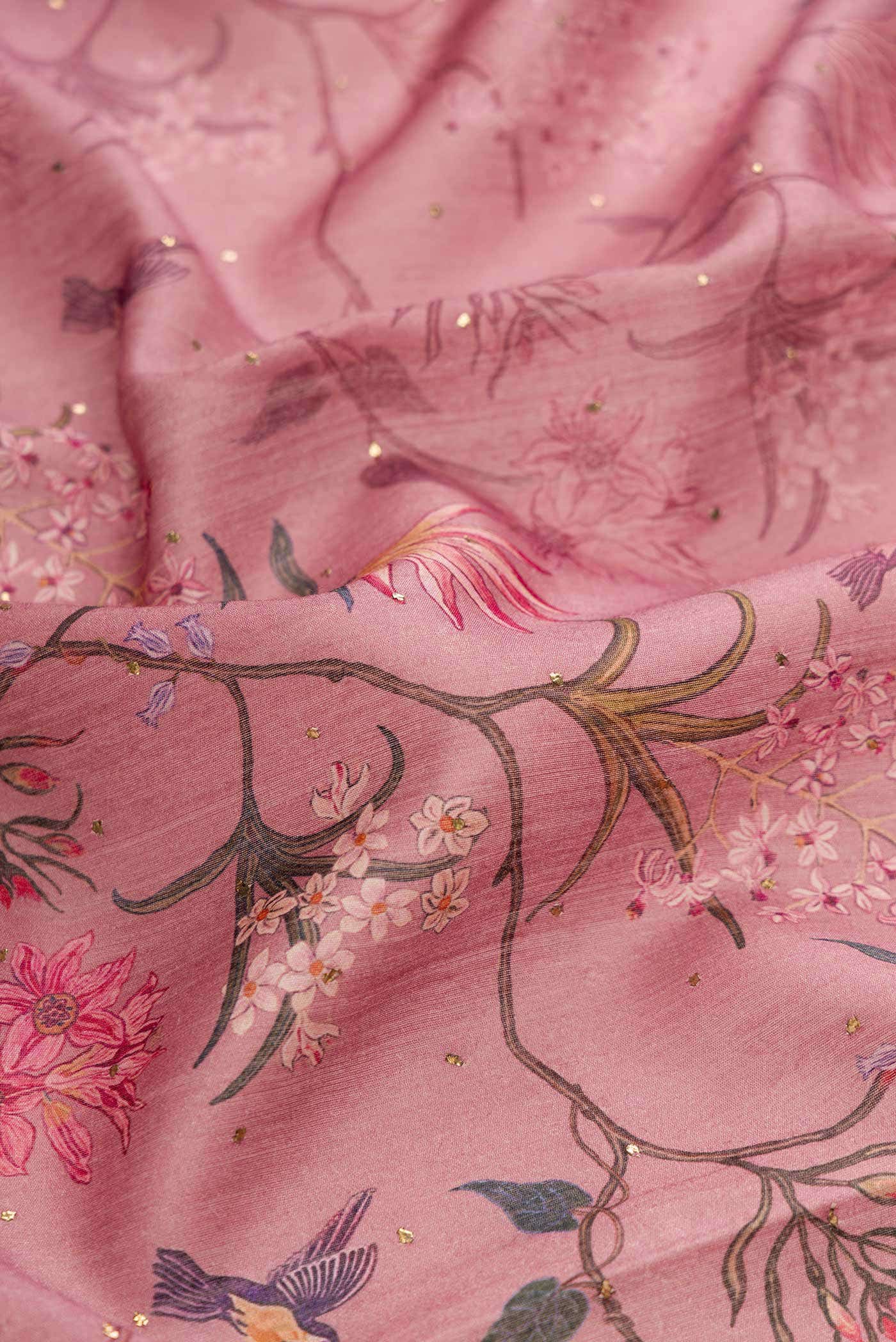 Pink Tussar Silk Saree
