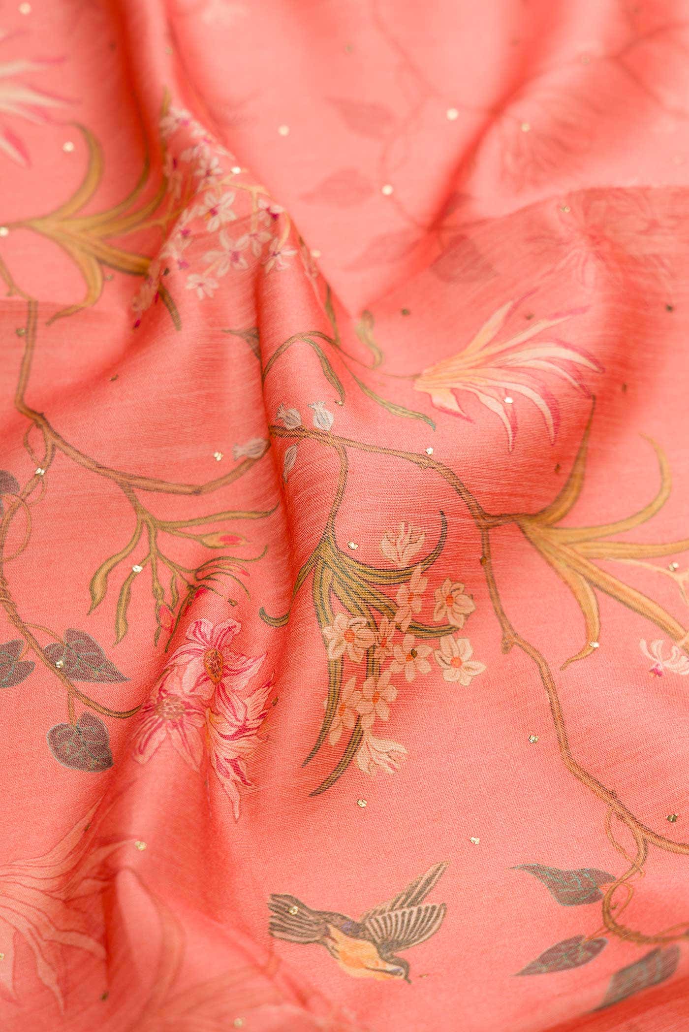 Peach Chanderi Silk Saree