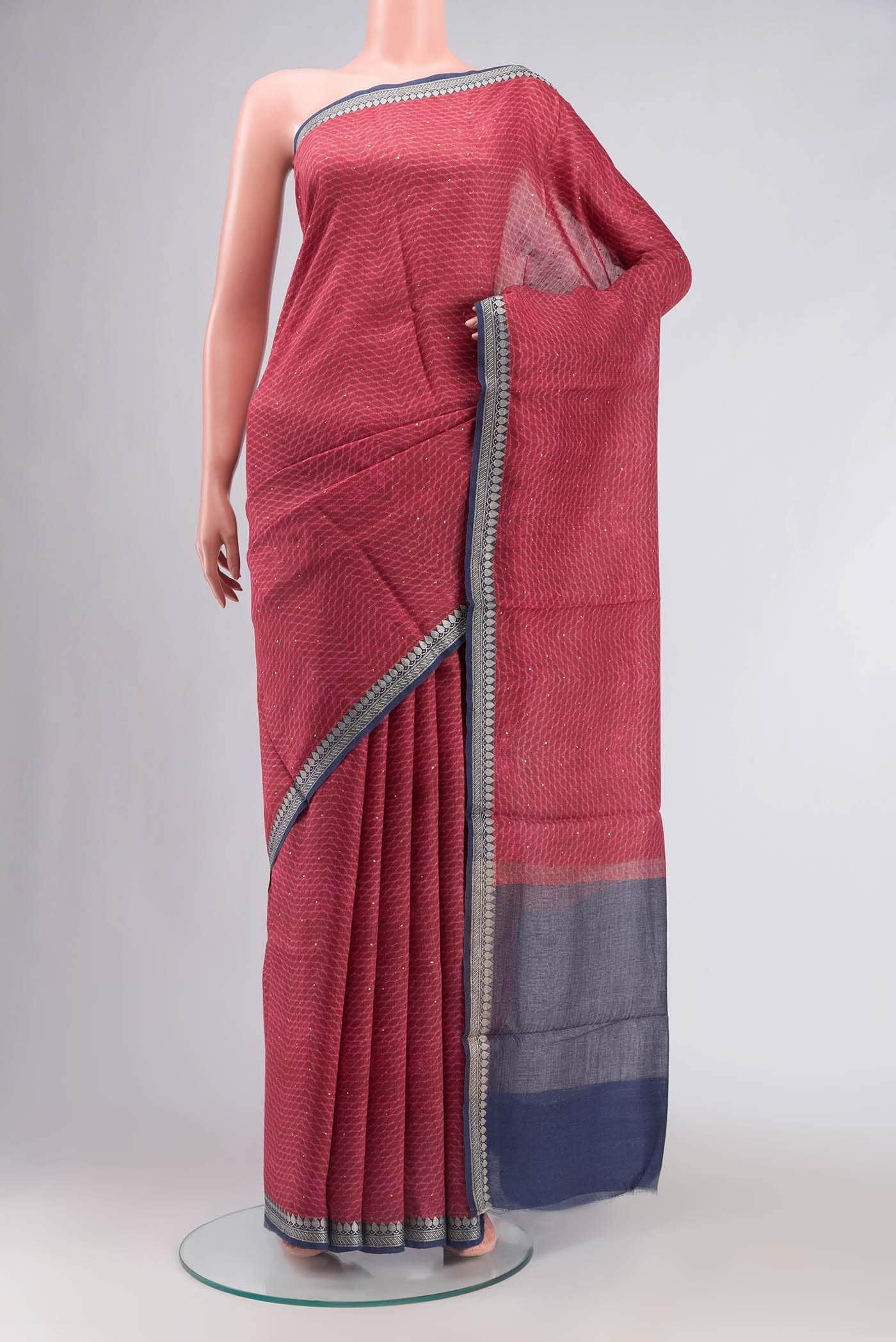 Red Tussar Silk Saree