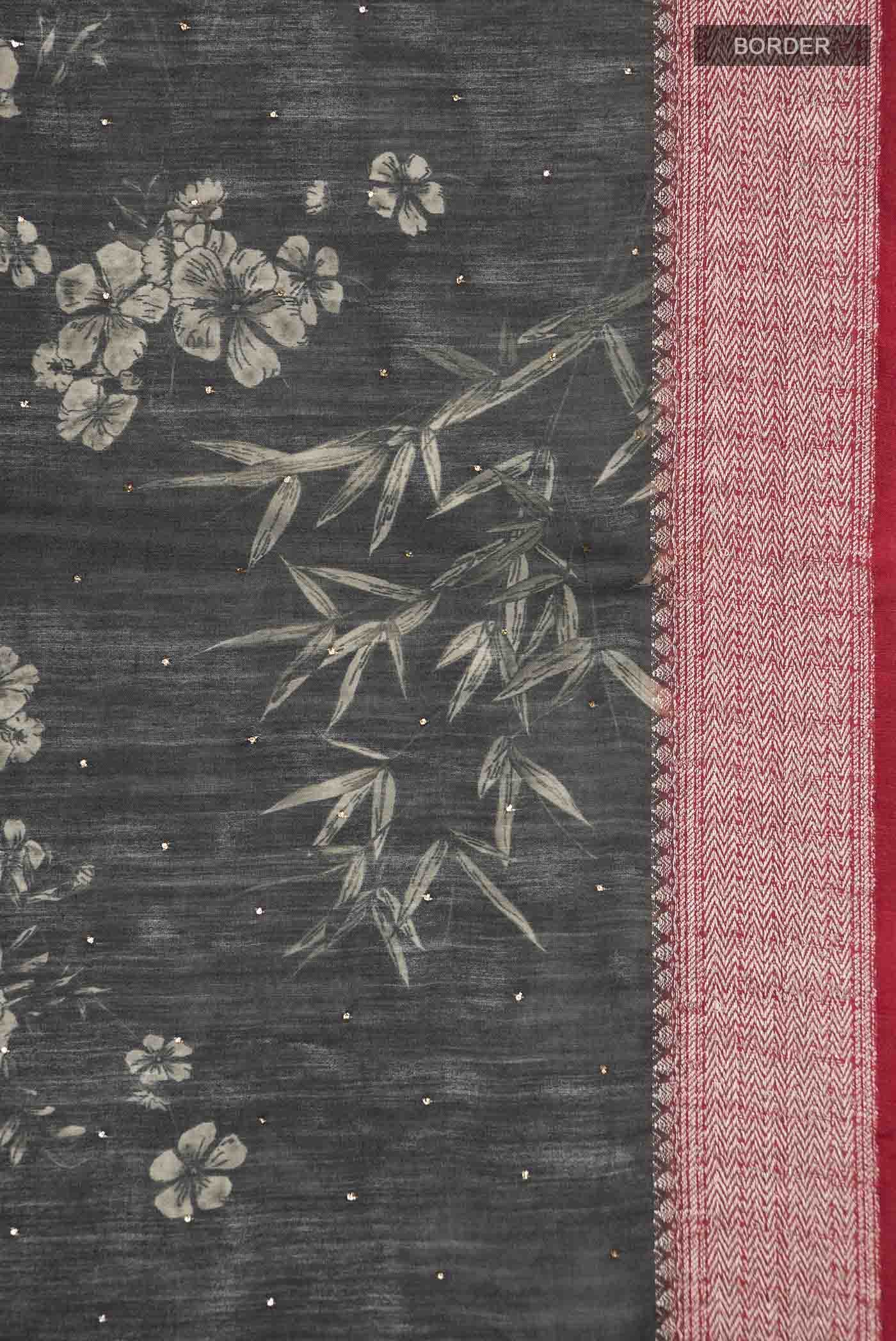 Black Tussar Silk Saree