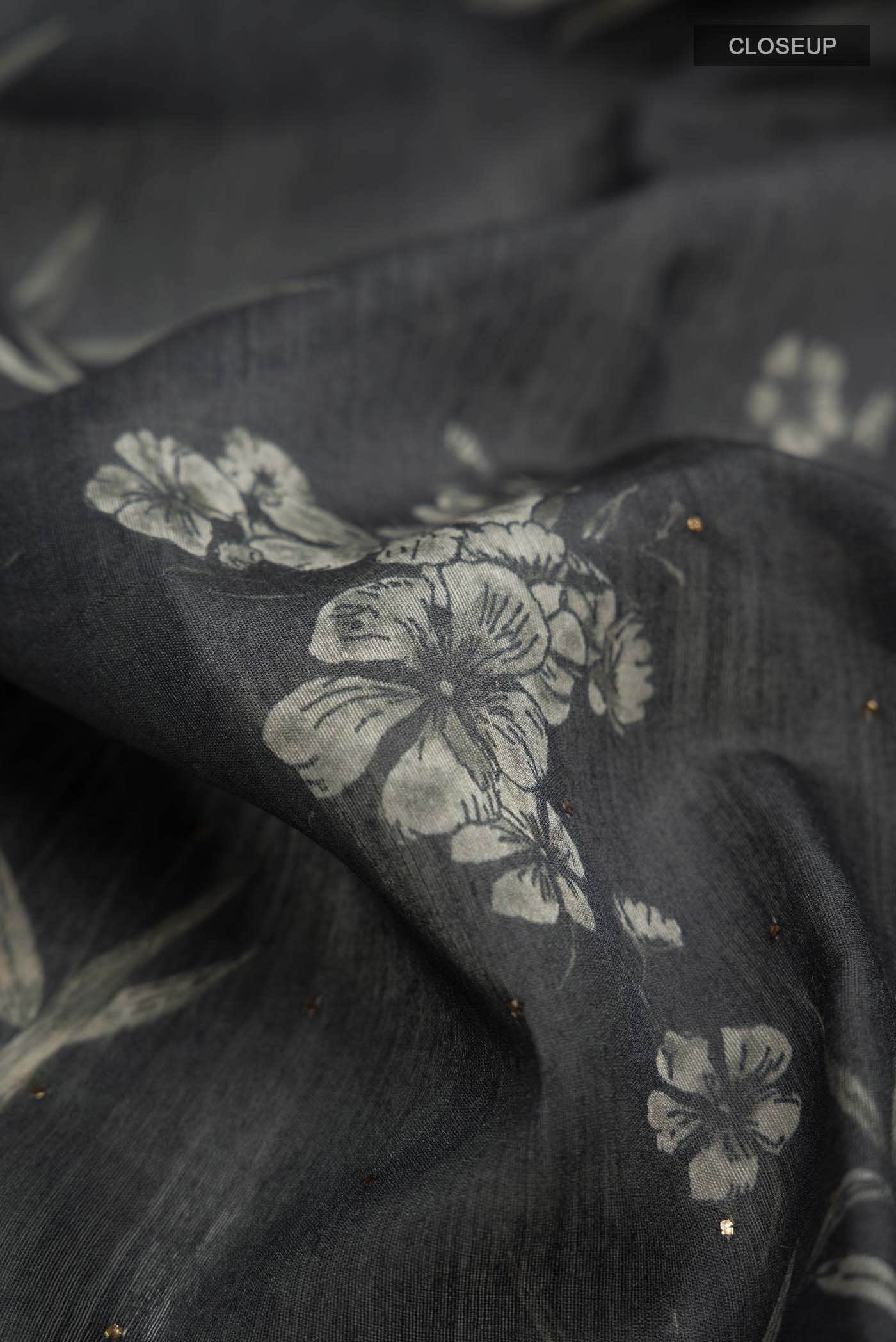 Black Tussar Silk Saree