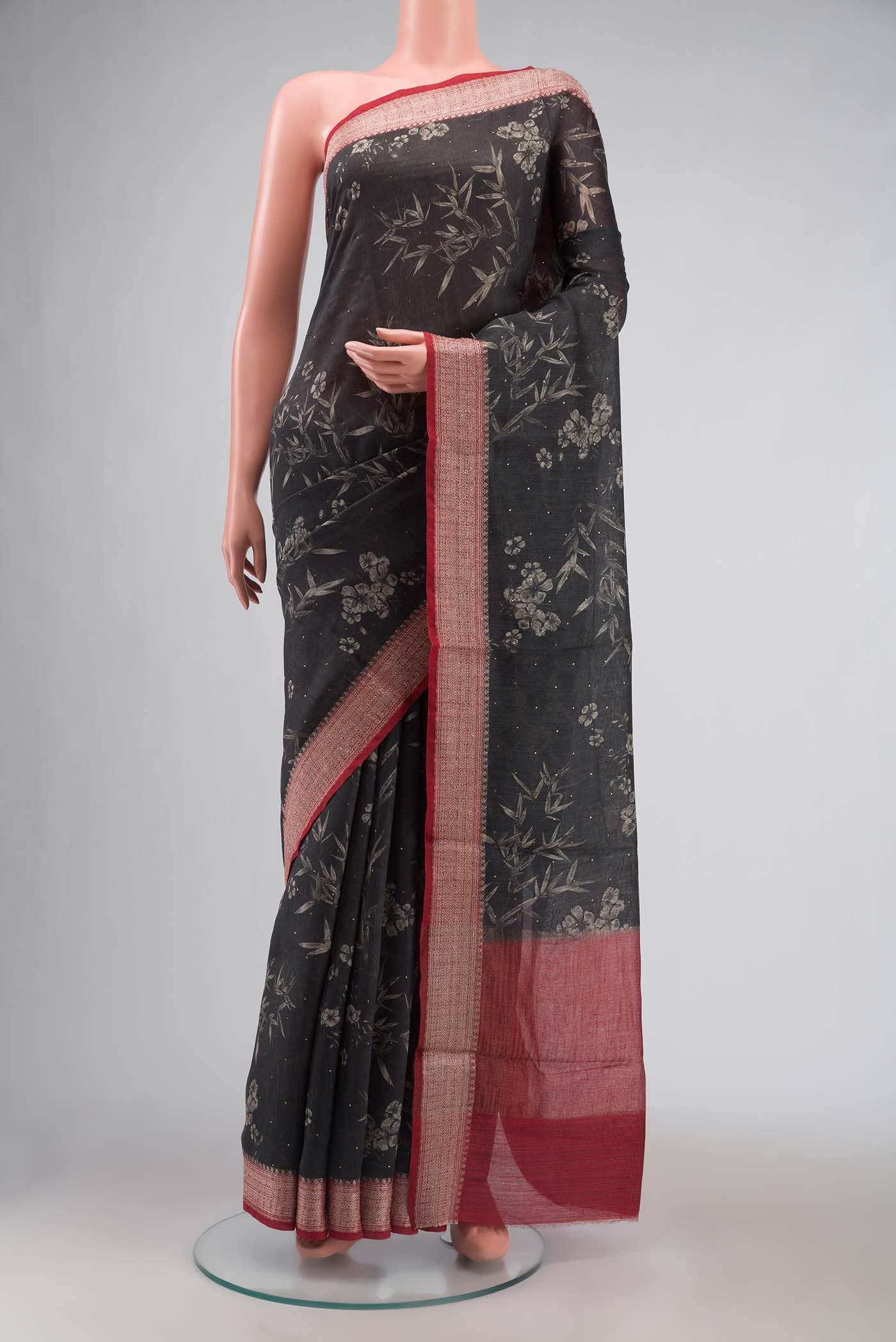 Black Tussar Silk Saree