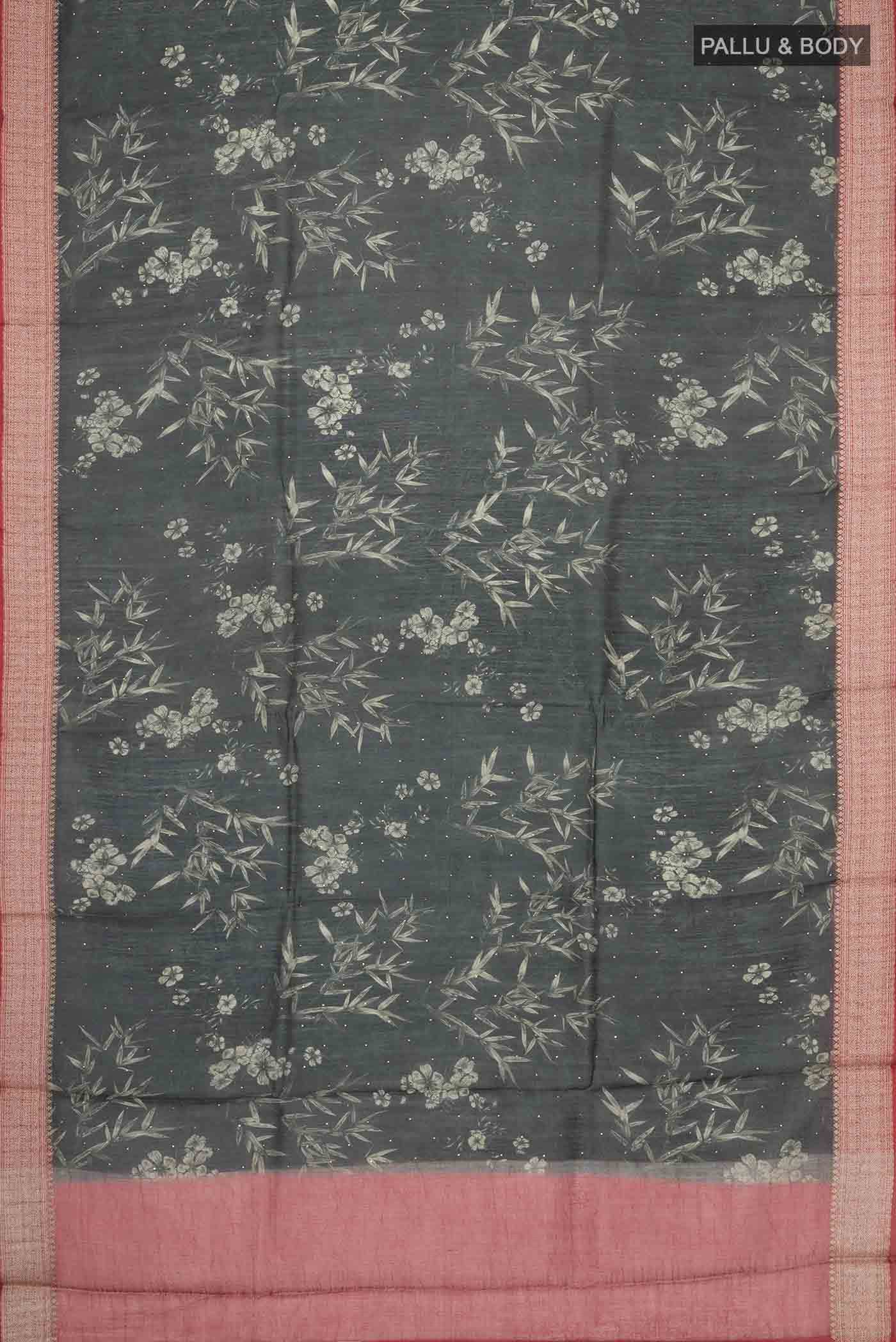 Black Tussar Silk Saree