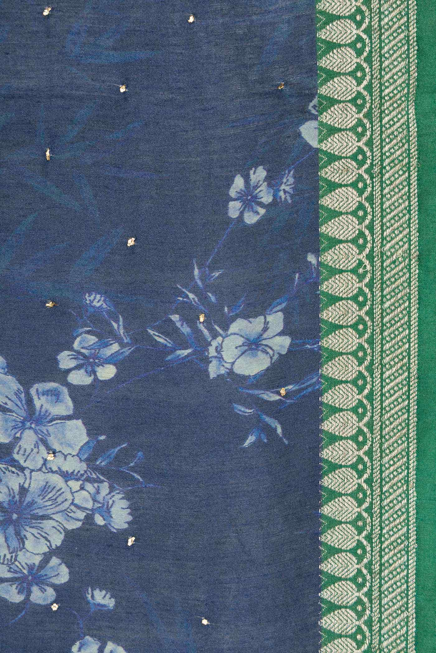 Blue Tussar Silk Saree