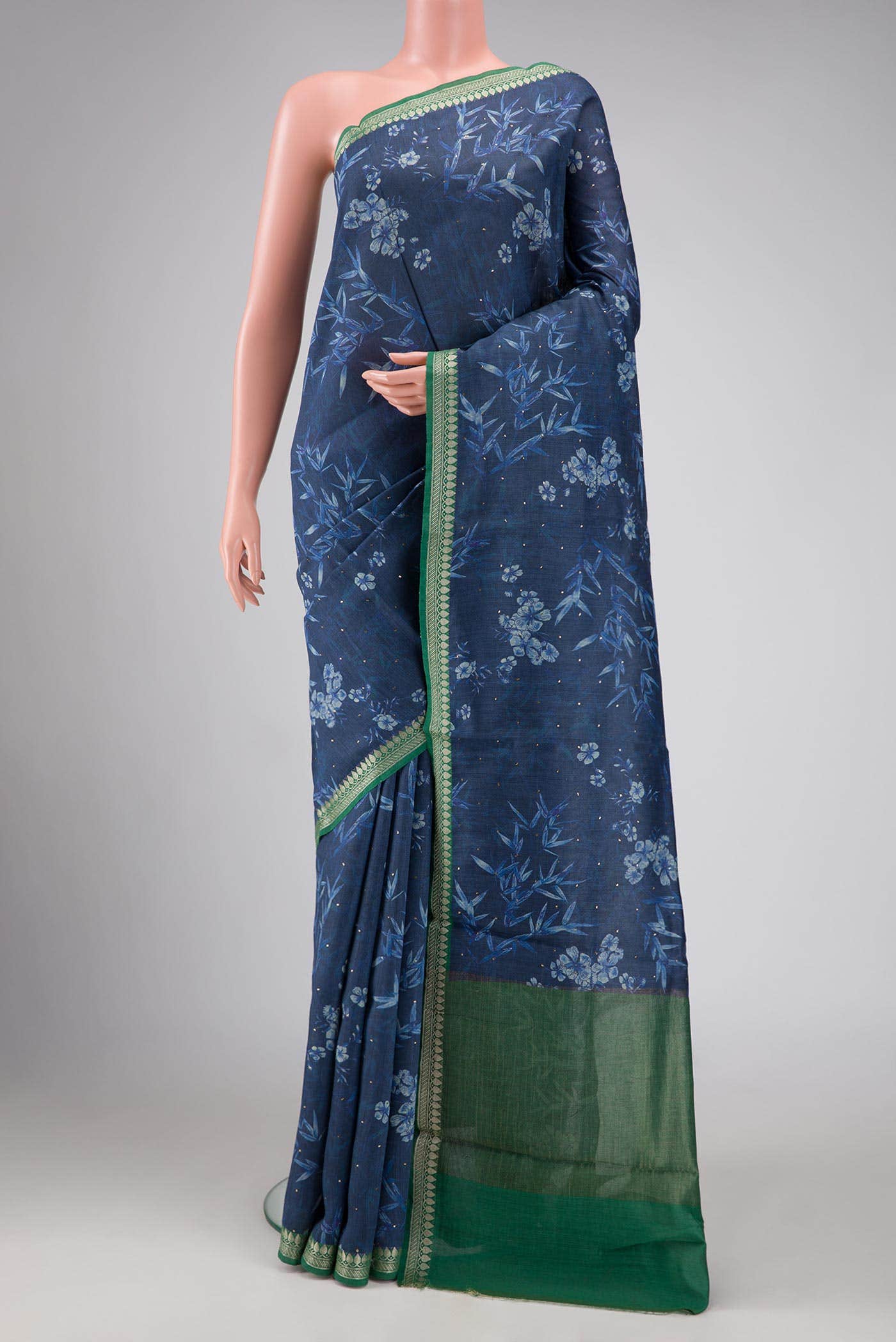 Blue Tussar Silk Saree