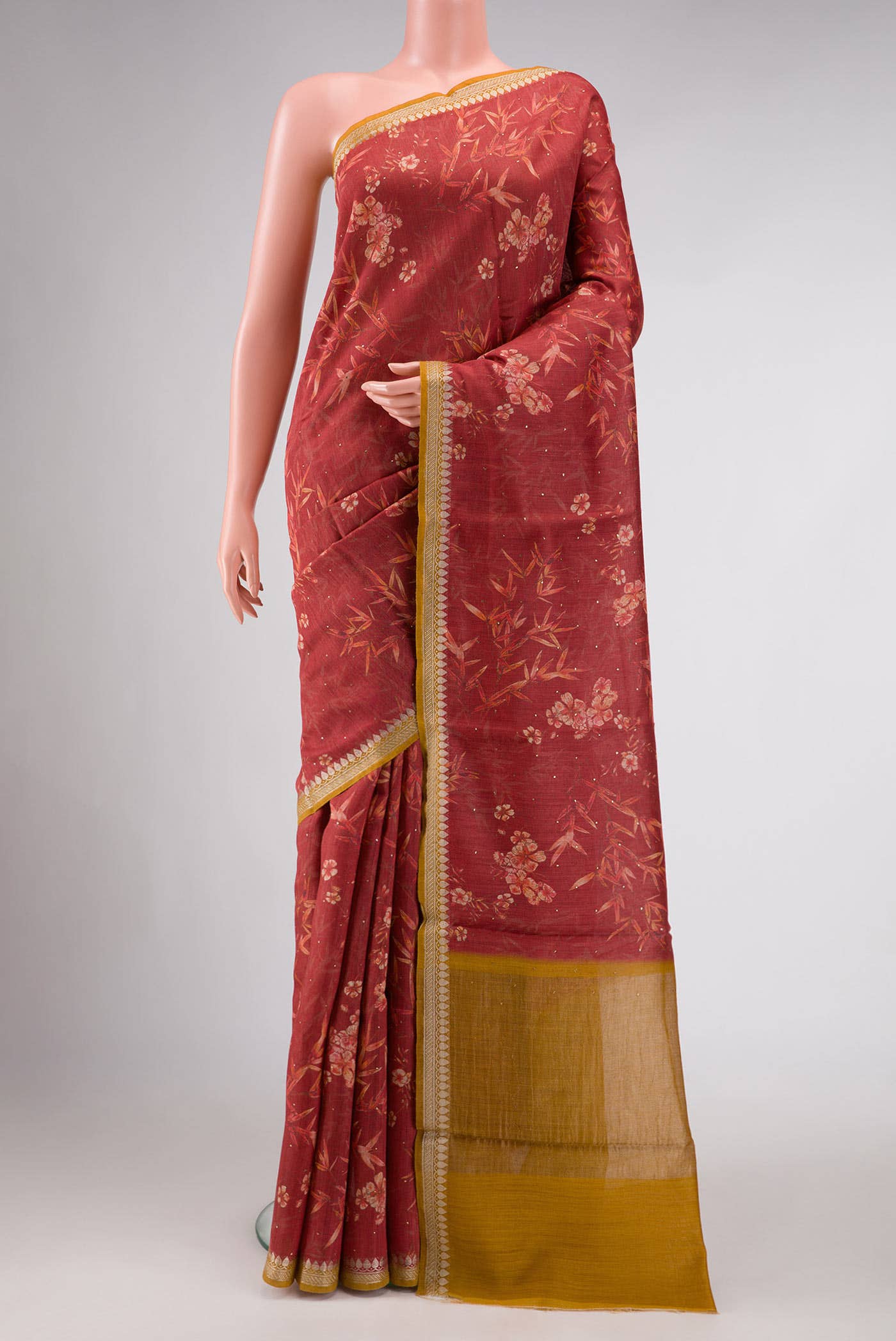 Maroon Tussar Silk Saree