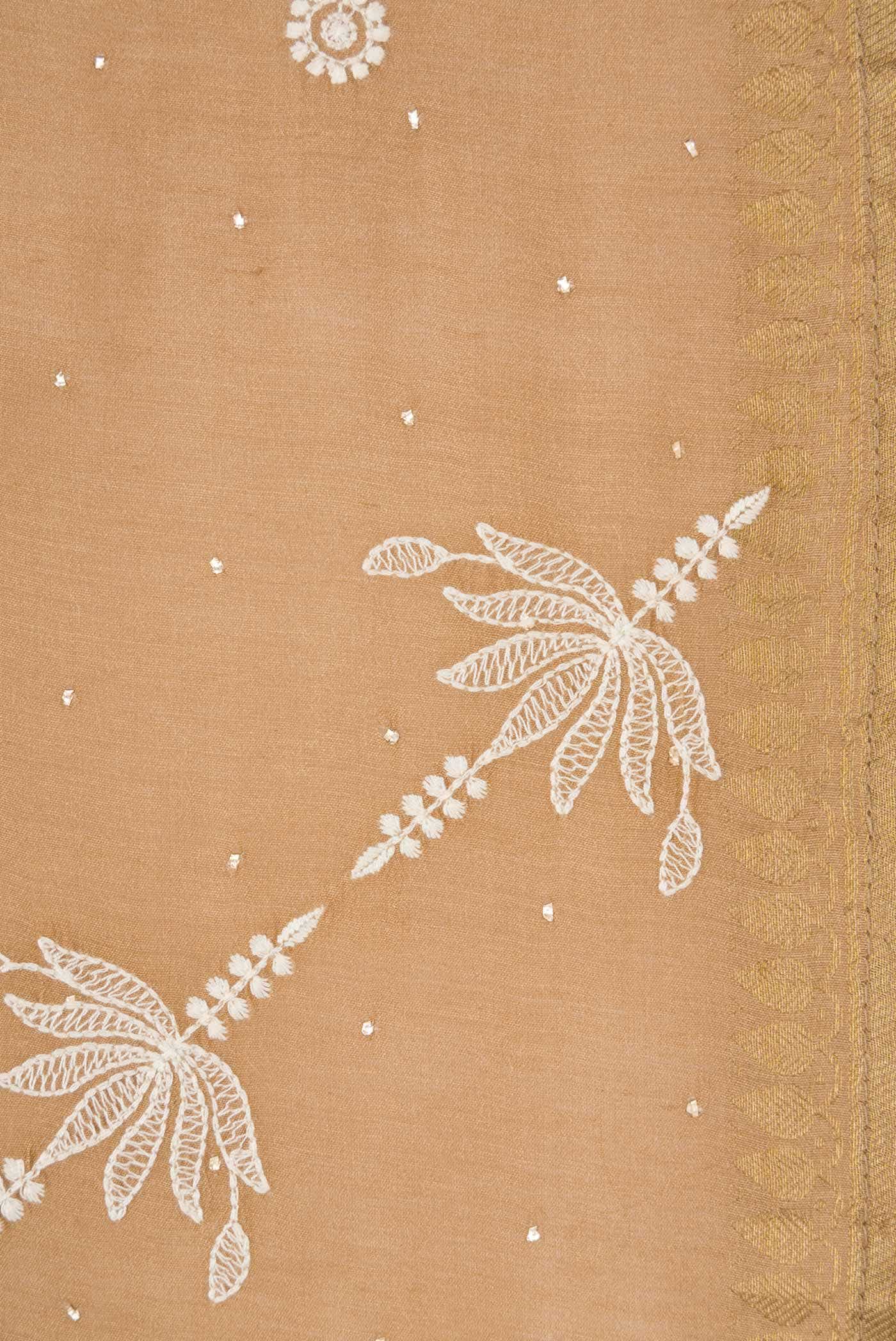 Beige Tussar Silk Saree