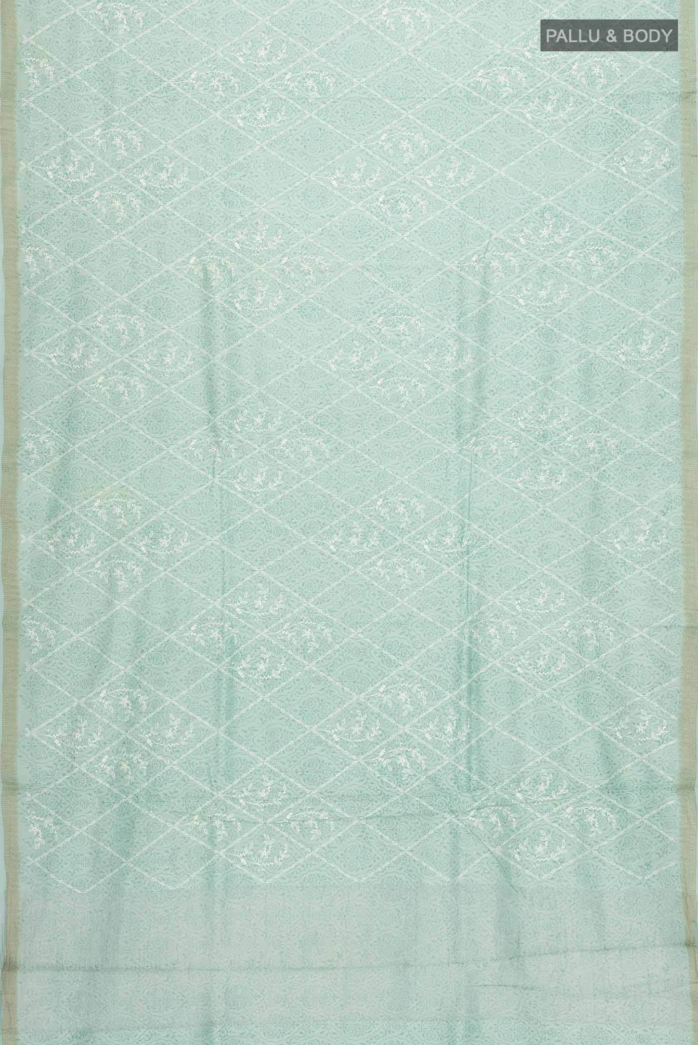 Light Blue Bhagalpuri Tussar Silk Saree