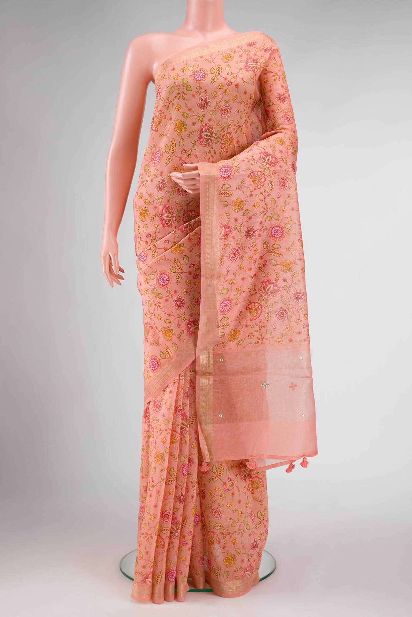 Peach Dual Tone Chanderi Silk Saree