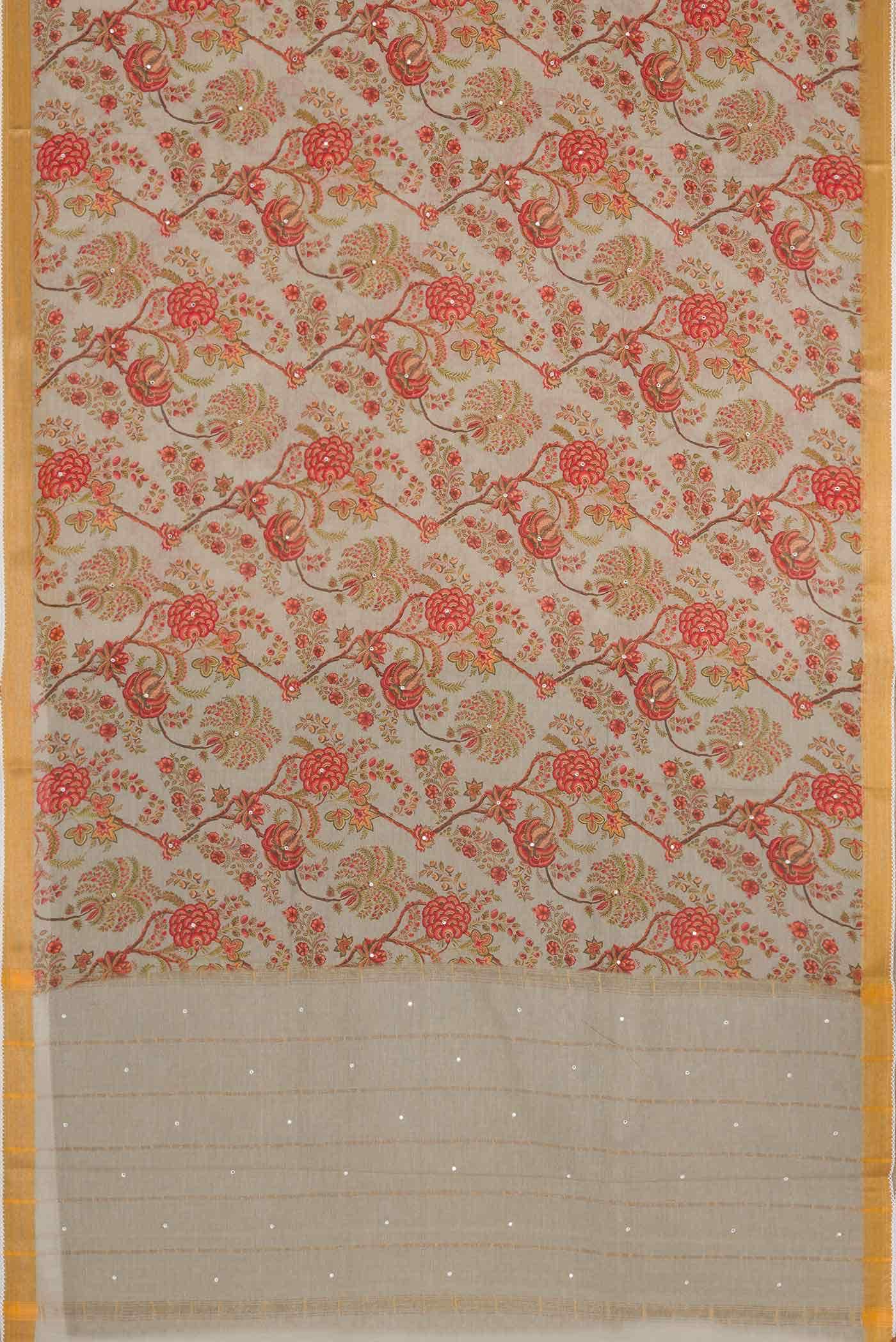 Grey Dual Tone Blended Chanderi Silk Cotton Saree