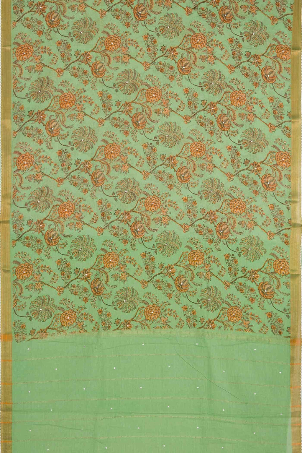Pista Green Dual Tone Blended Chanderi Silk Cotton Saree