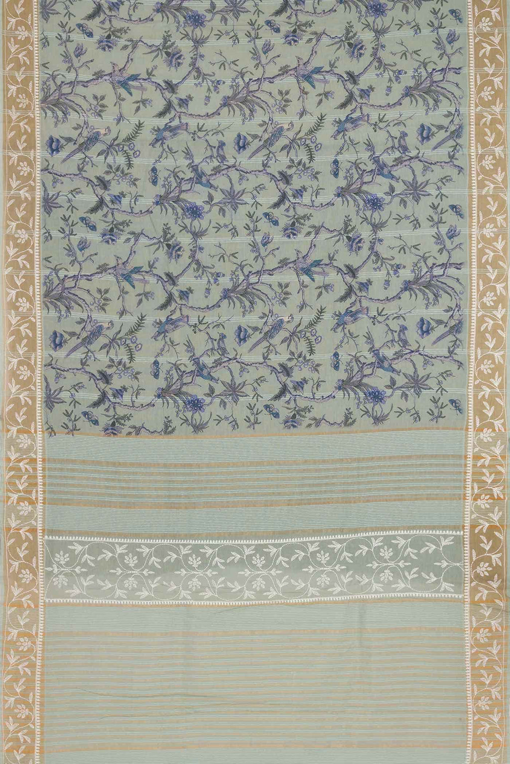 Davys Grey Dual Tone Blended Chanderi Silk Cotton Saree