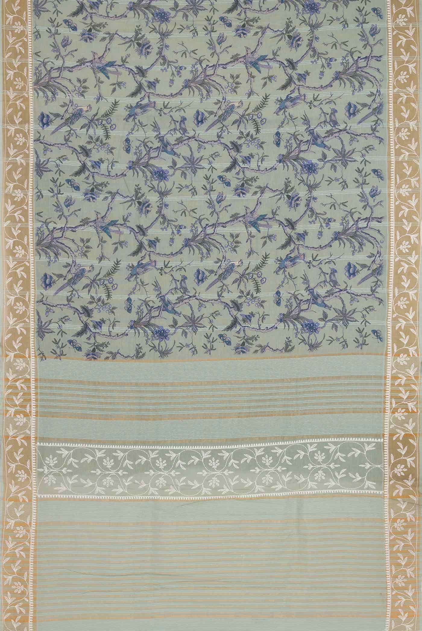 Davys Grey Dual Tone Blended Chanderi Silk Cotton Saree