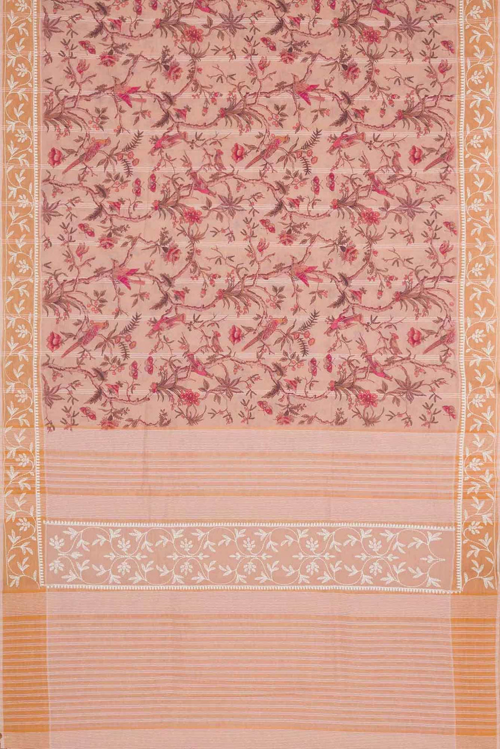 Peach Dual Tone Blended Chanderi Silk Cotton Saree