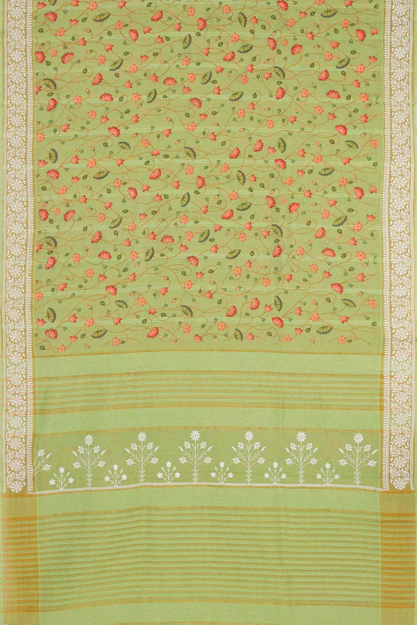 Pista Green Dual Tone Chanderi Silk Cotton Saree