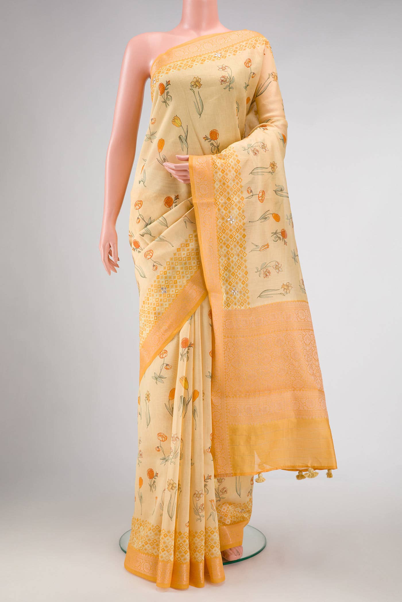 Sandal Chanderi Silk Saree