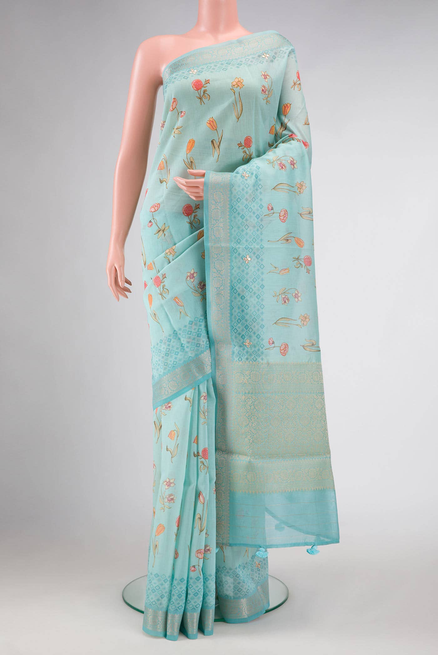 Light Blue Chanderi Silk Saree