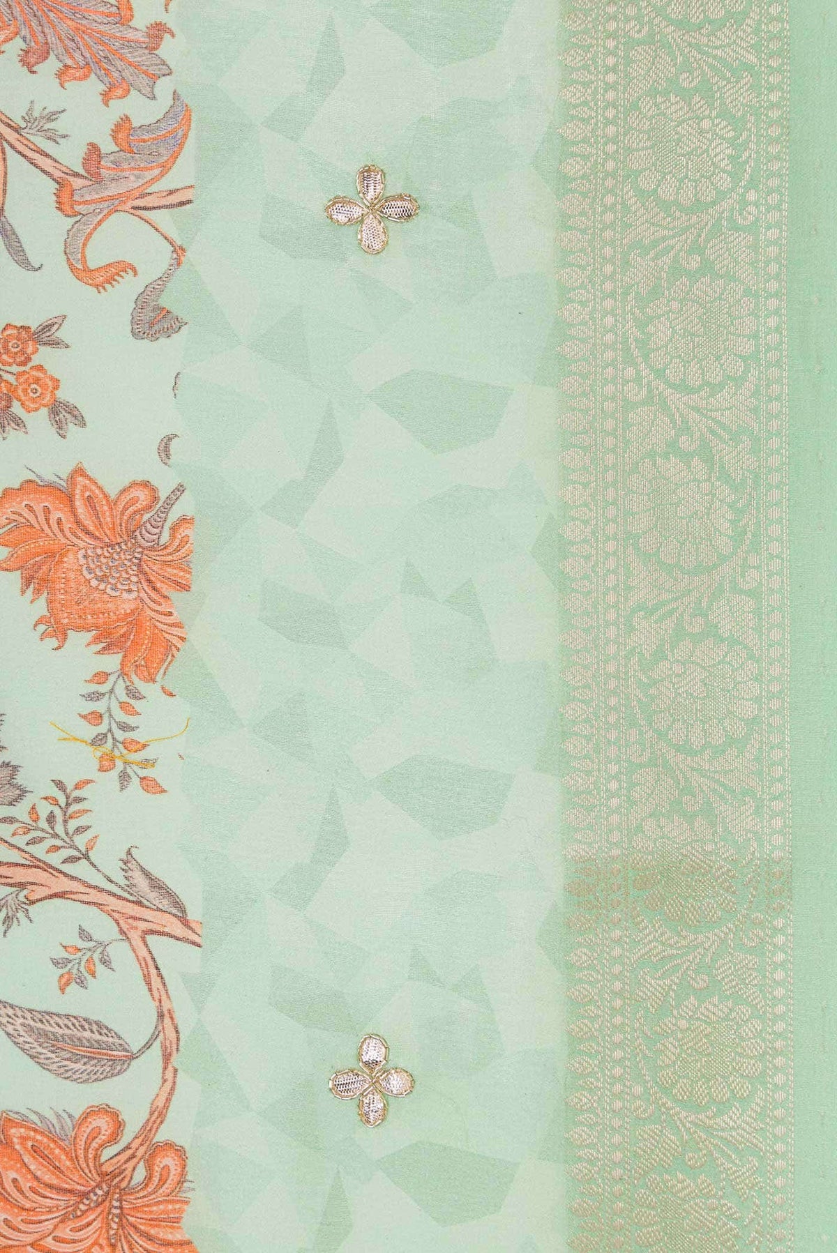 Sea Green Chanderi Silk Cotton Saree