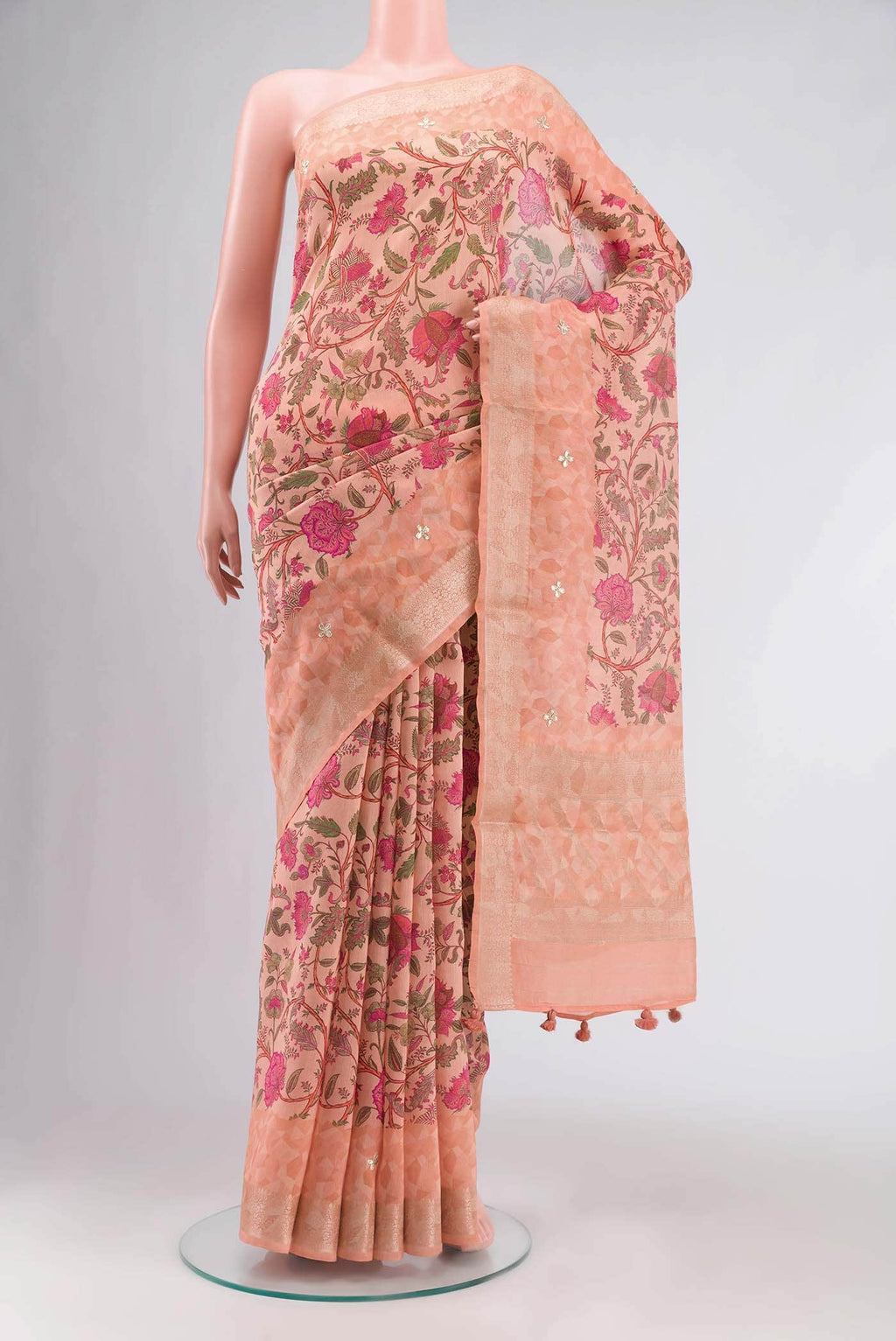 Peach Silk Cotton Saree