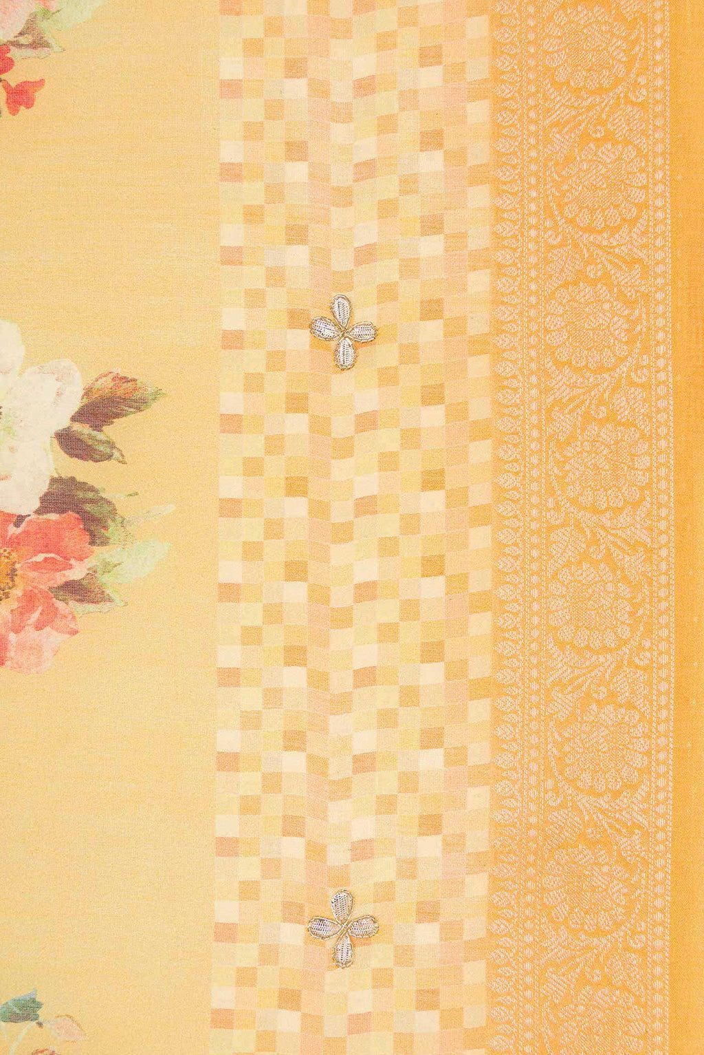 Mustard Chanderi Silk Saree