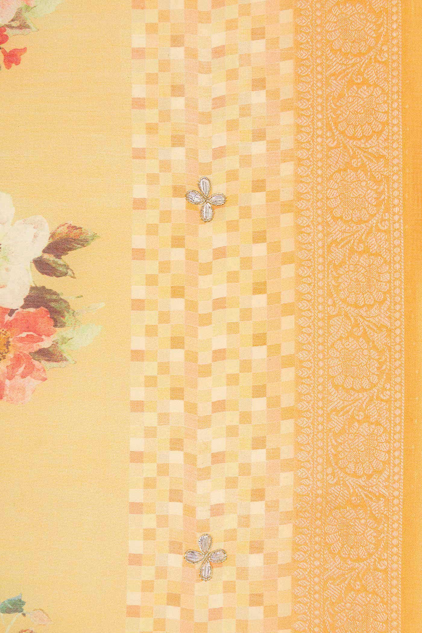 Mustard Chanderi Silk Saree