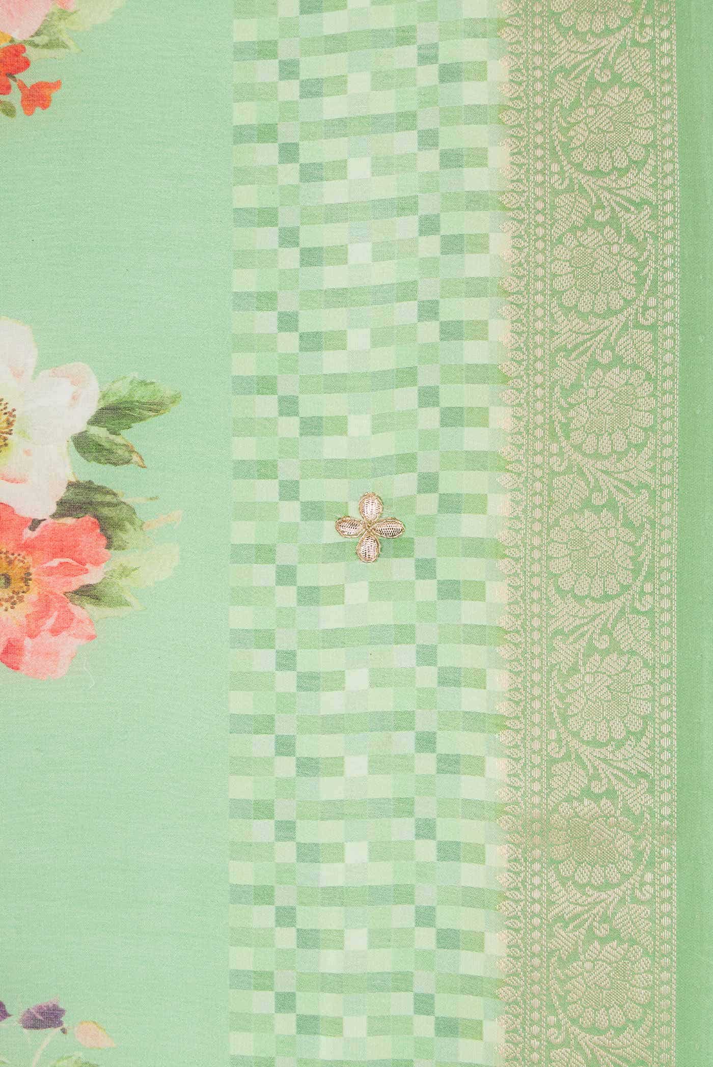 Light Green Chanderi Silk Saree