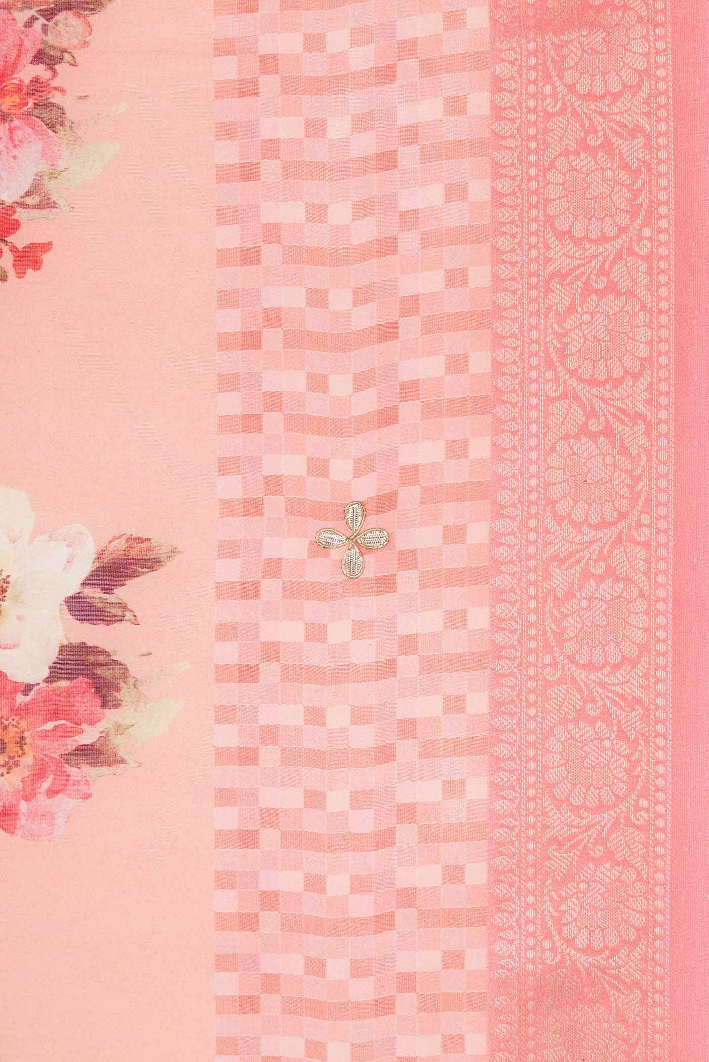 Peach Chanderi Silk Saree
