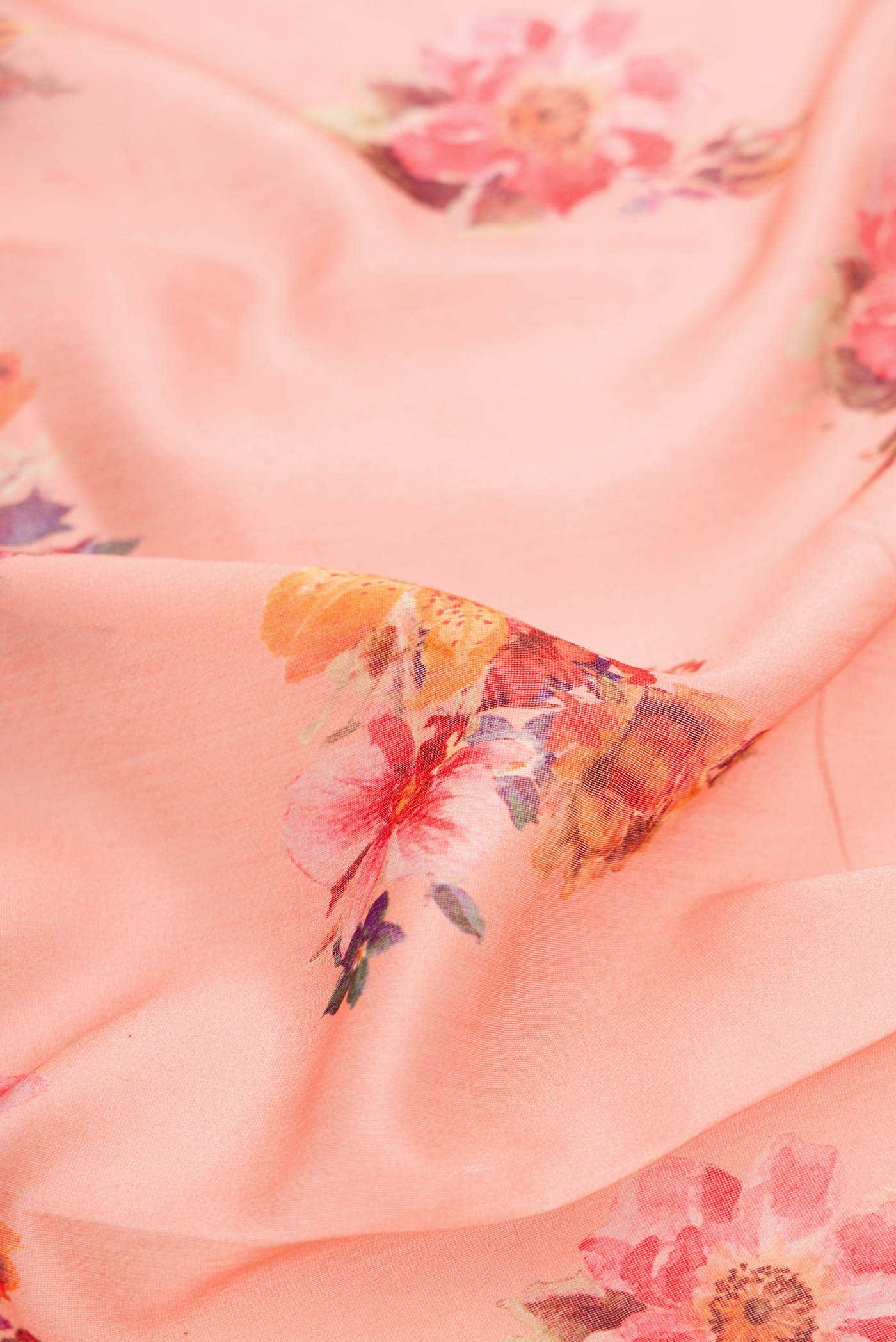 Peach Chanderi Silk Saree