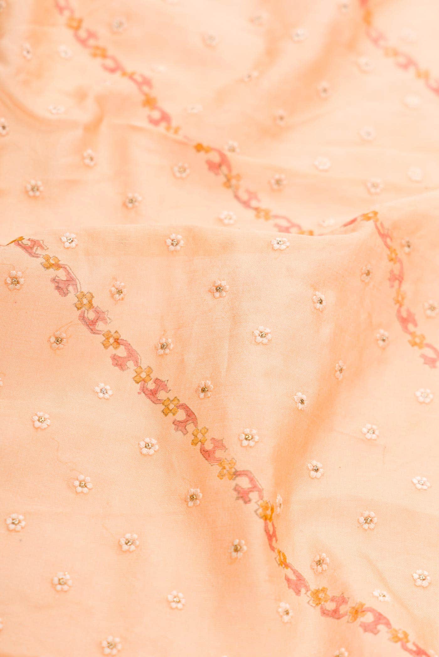 Golden Peach Chanderi Silk Saree