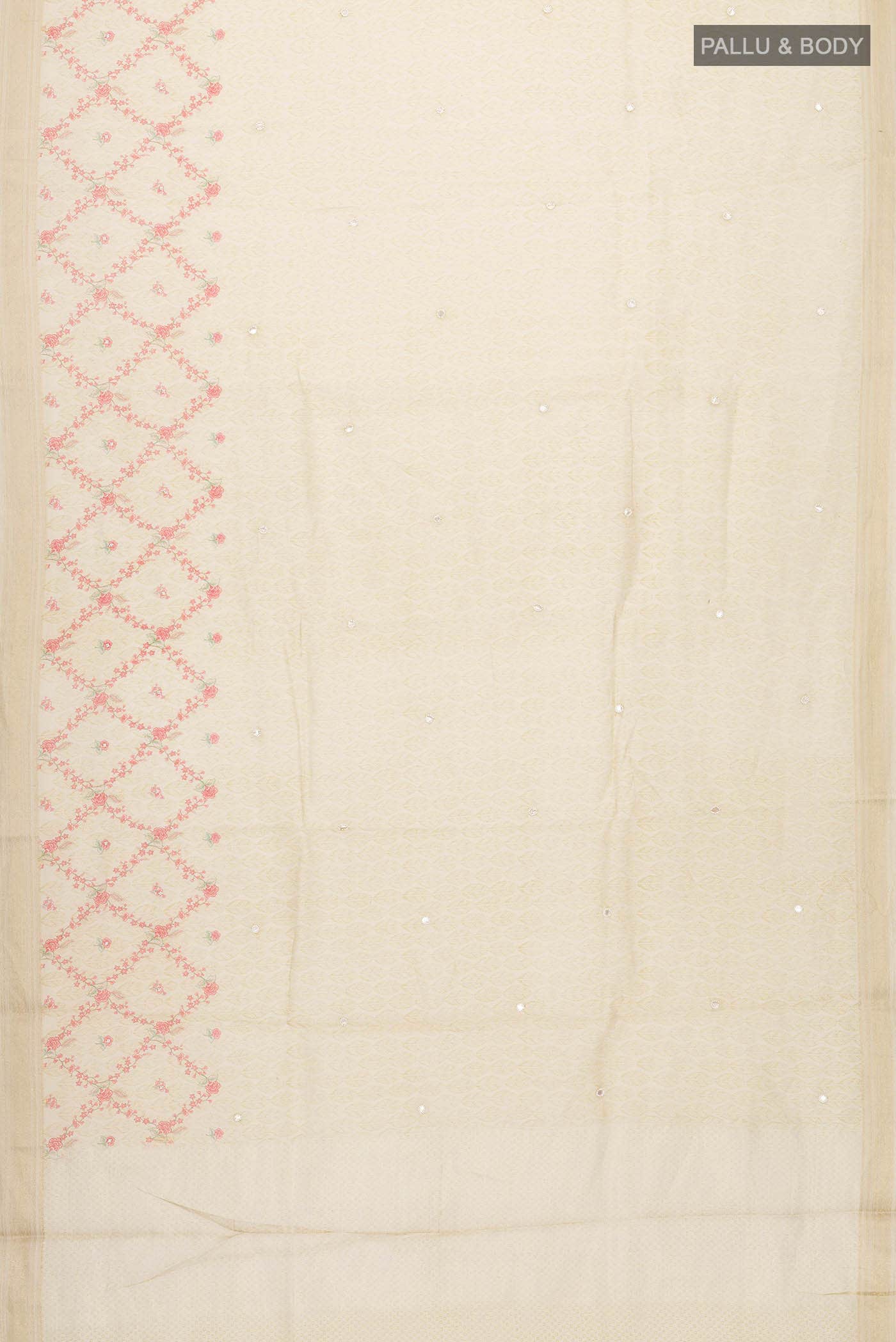 Beige Tussar Silk Saree