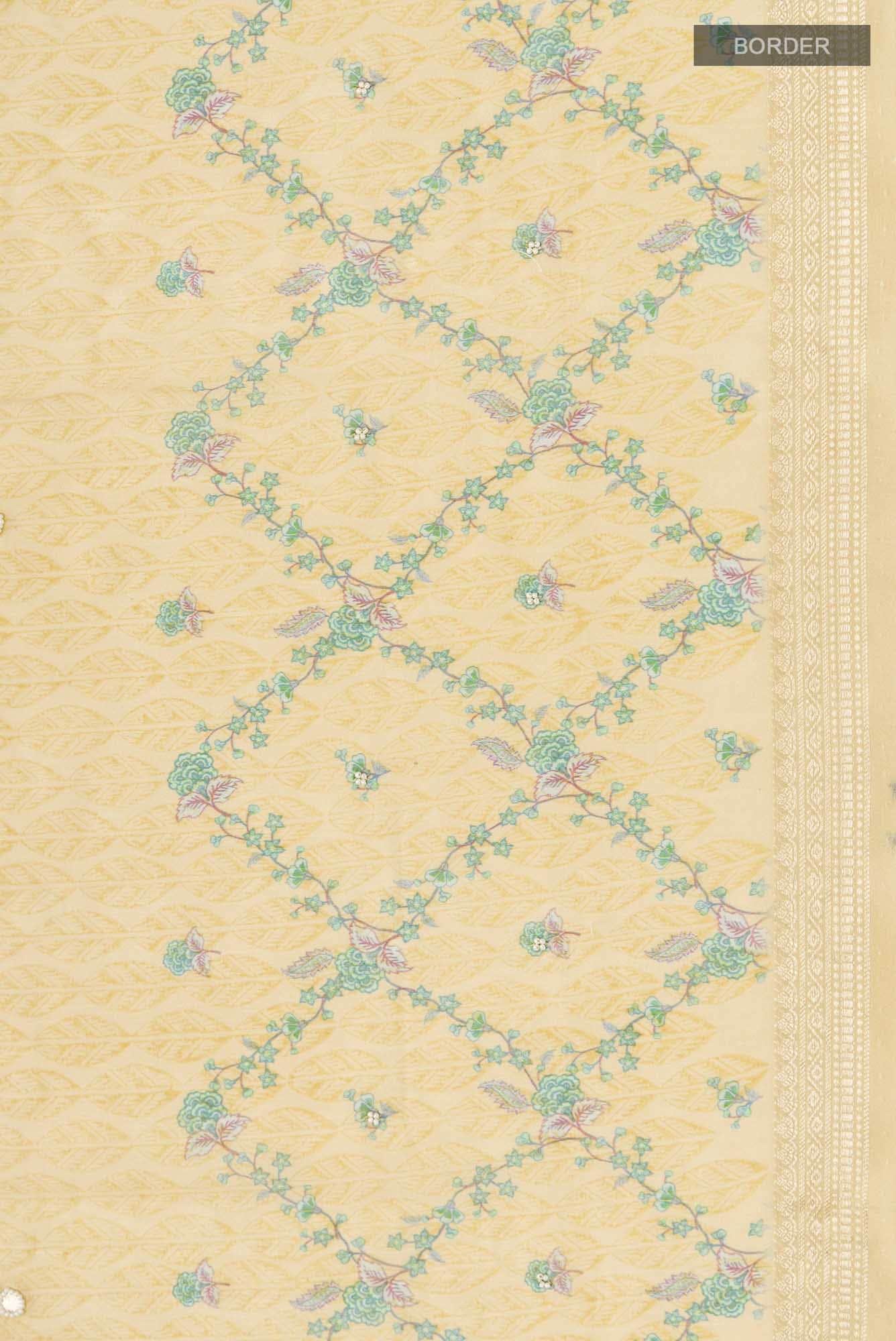 Beige Silk Cotton Saree