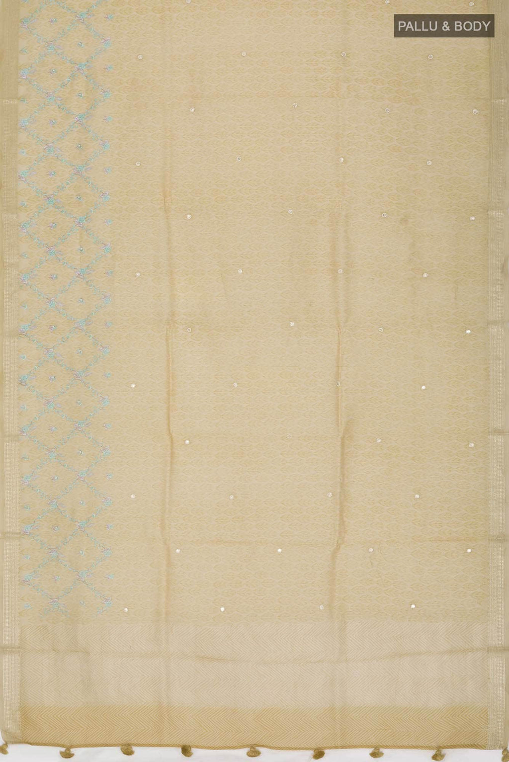 Beige Silk Cotton Saree