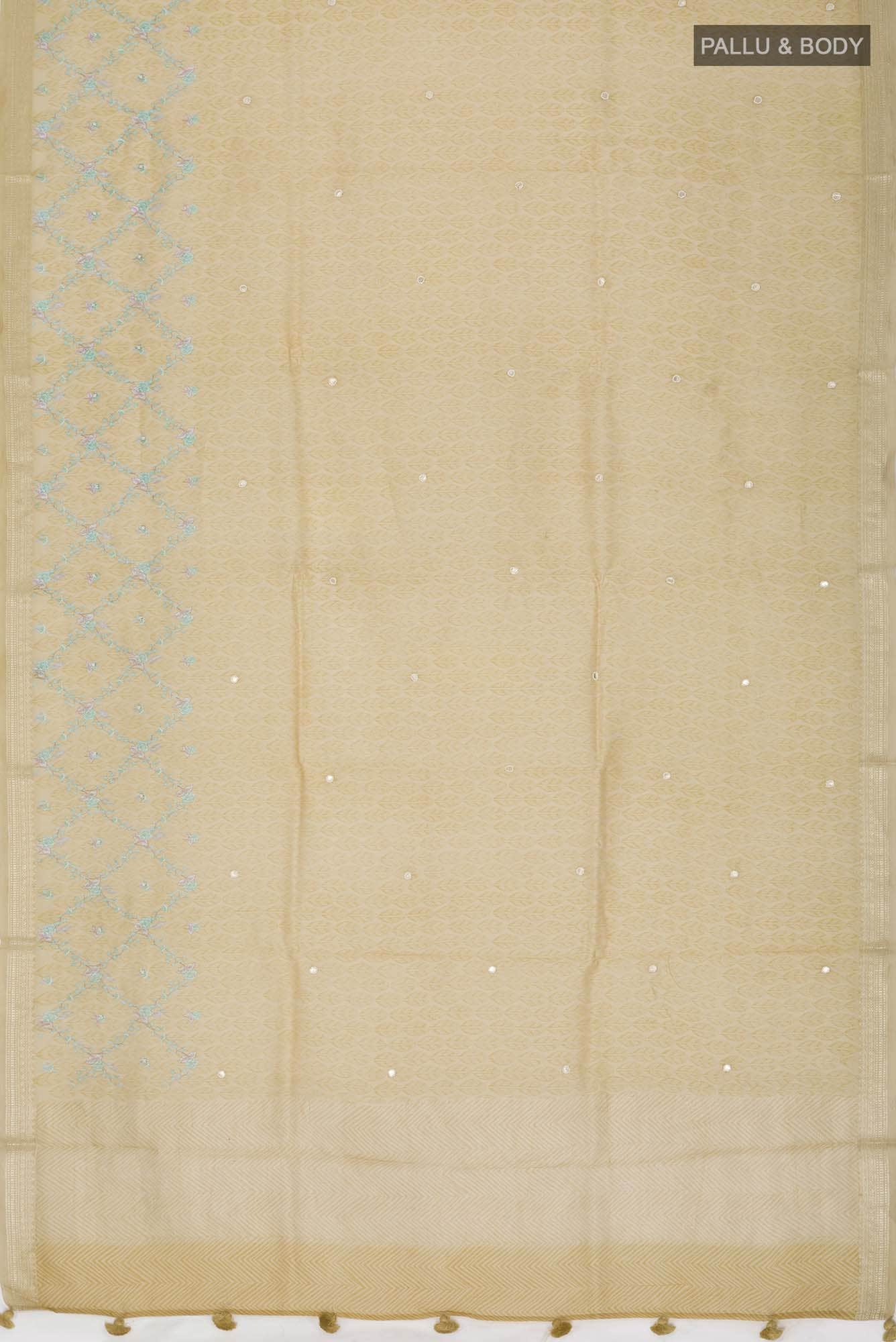 Beige Silk Cotton Saree
