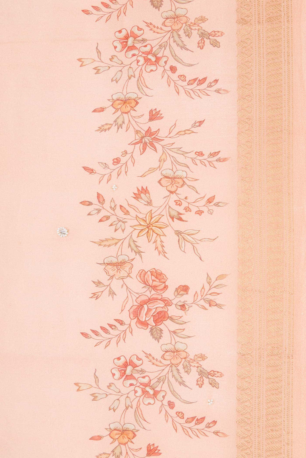 Peach Chanderi Silk Saree