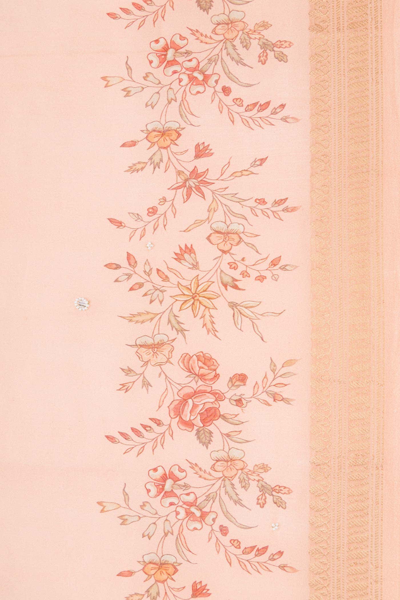 Peach Chanderi Silk Saree